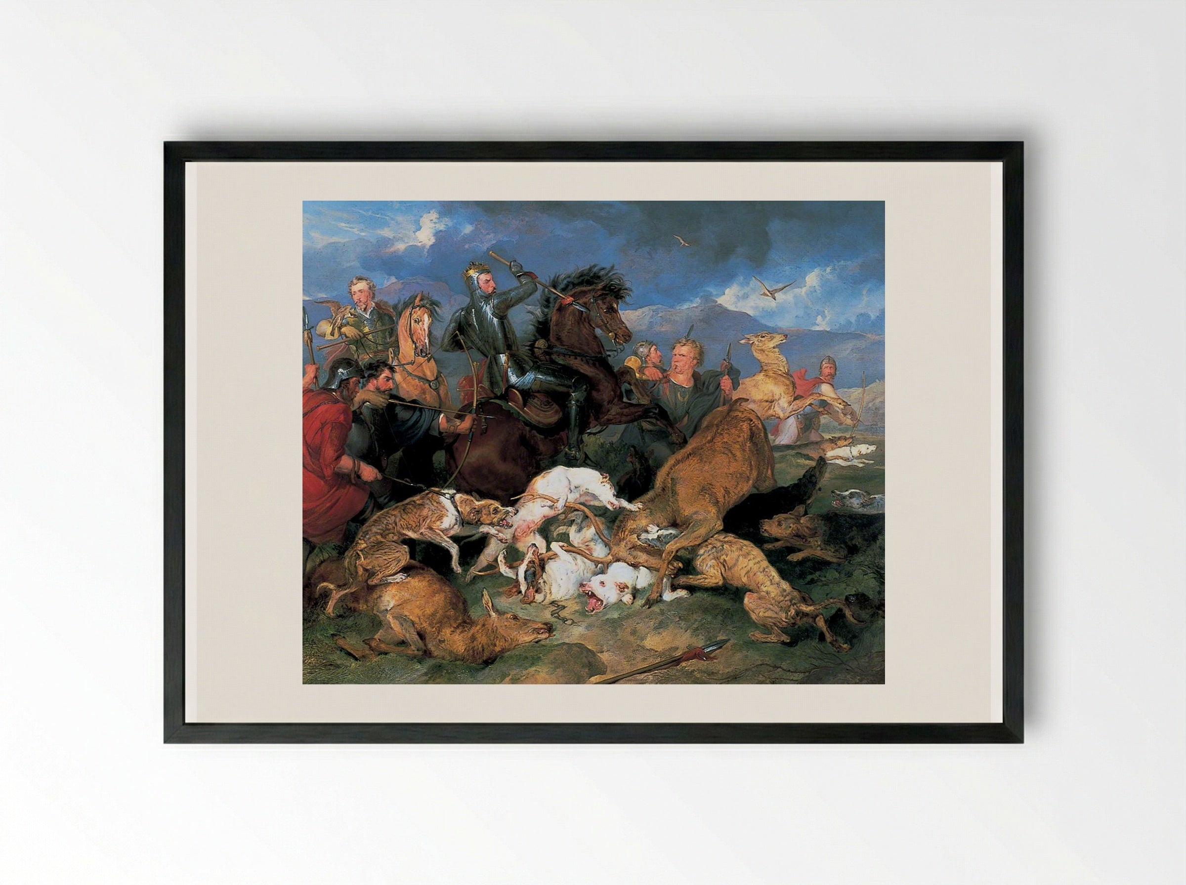 The Hunting of Chevy Chase - Edwin Henry Landseer - Framed Print Black