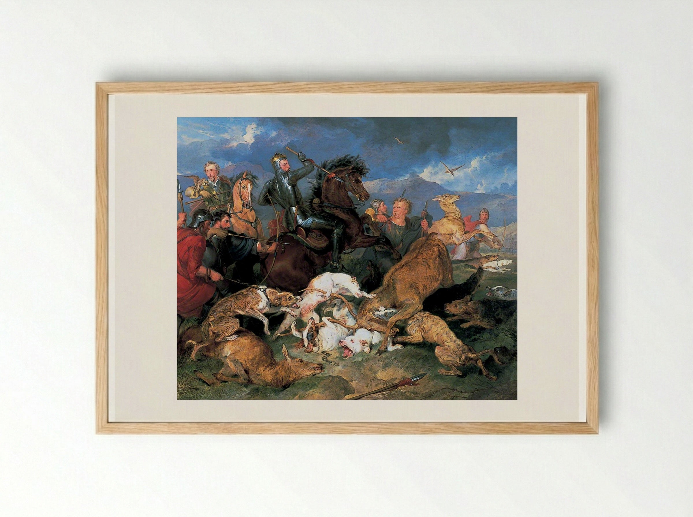 The Hunting of Chevy Chase - Edwin Henry Landseer - Framed Print Wood
