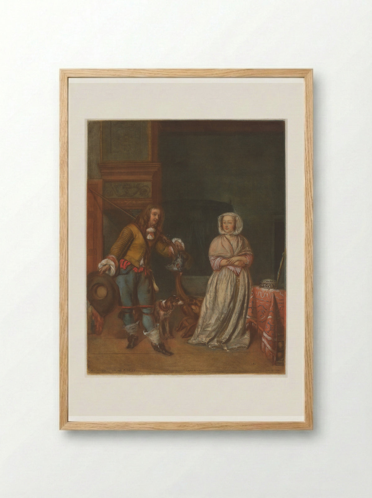 The Huntsman and the Lady - Gabriel Metsu - Framed Print Wood