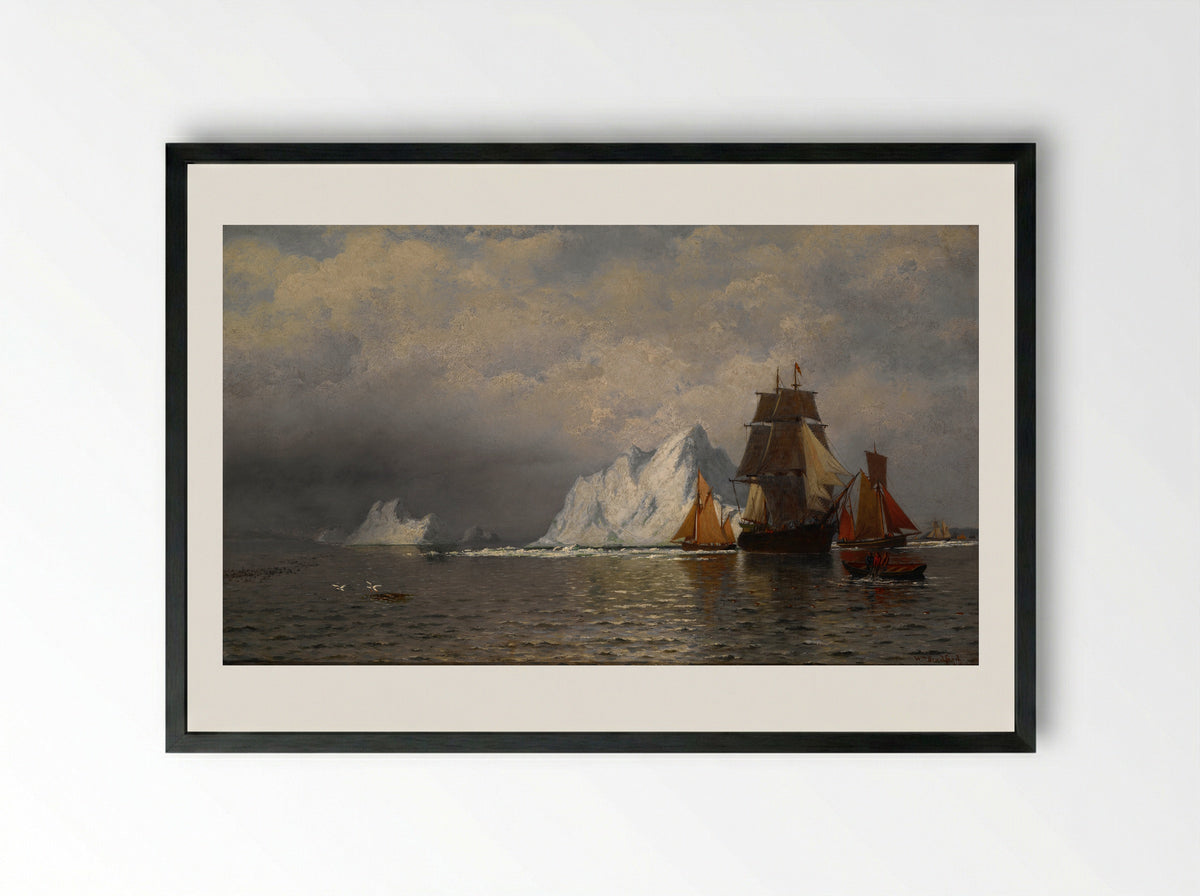 The Ice Blockade on the Labrador Coast - William Bradford - Framed Print Black