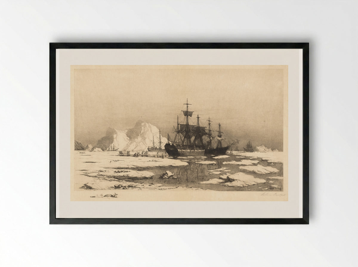 The Ice Floes - William Bradford - Framed Print Black