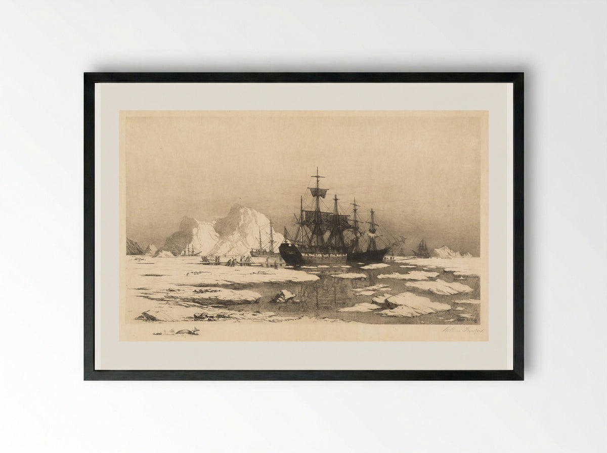 The Ice Floes - William Bradford - Framed Print Black