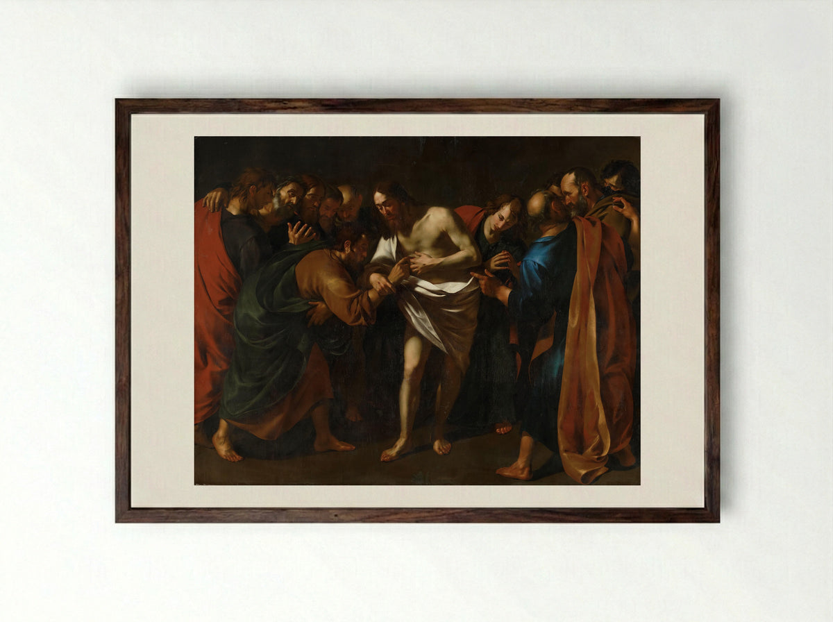 The Incredulity of Saint Thomas - Wouter Pietersz II Crabeth - Framed Print Dark Wood