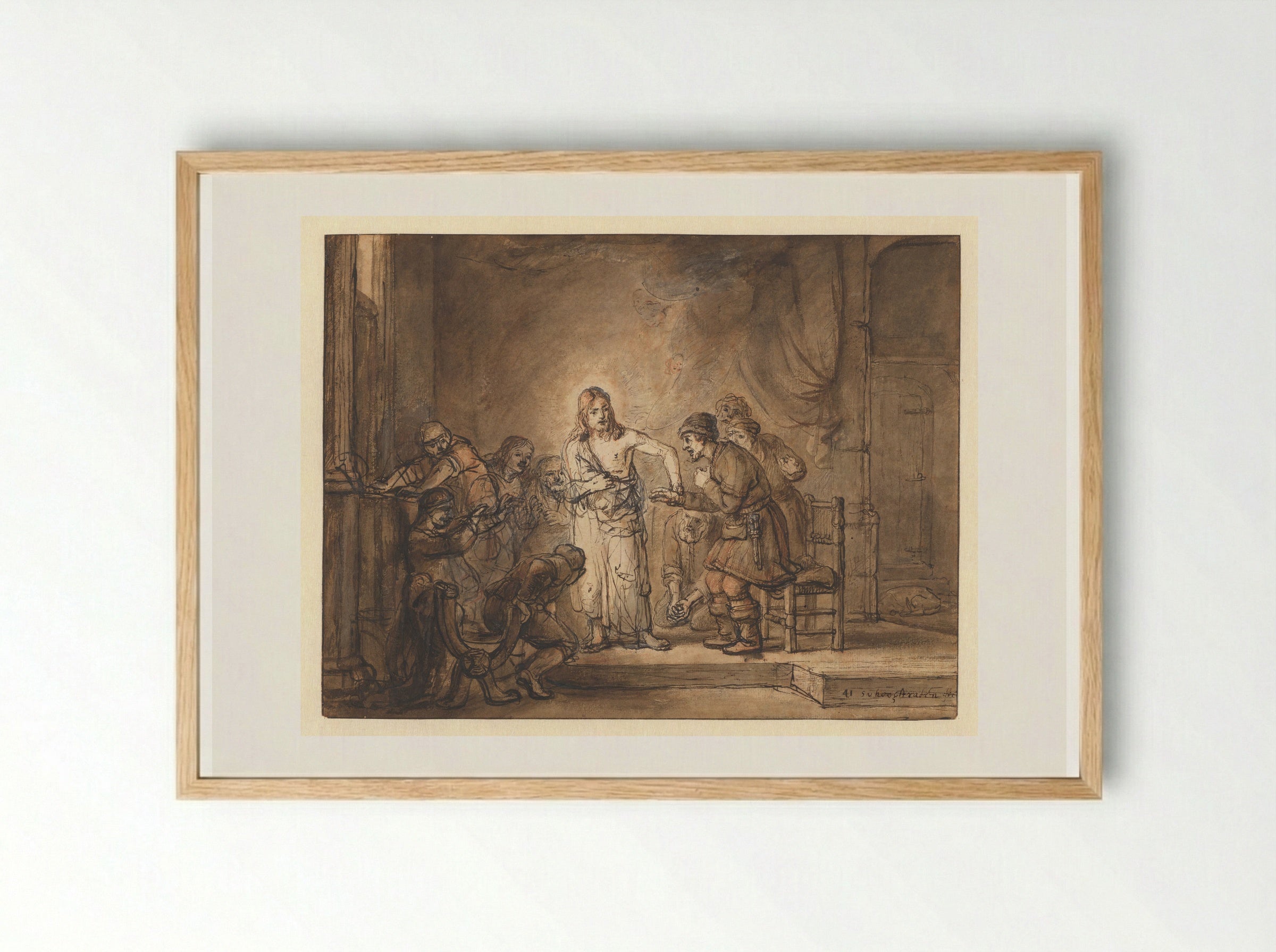 The Incredulity of Saint Thomas - Samuel van Hoogstraten - Framed Print Wood
