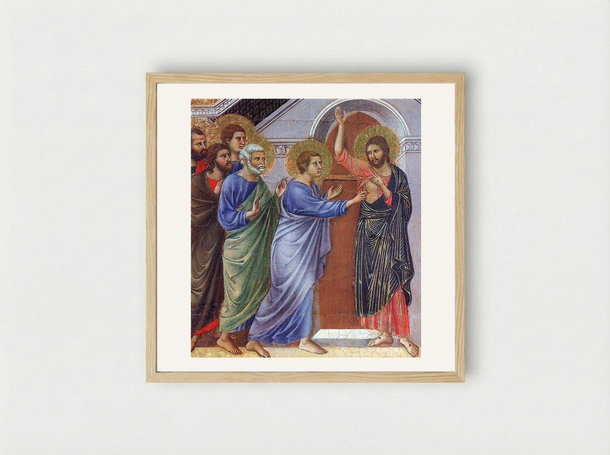 The Incredulity of Saint Thomas - Duccio di Buoninsegna - Framed Print Wood