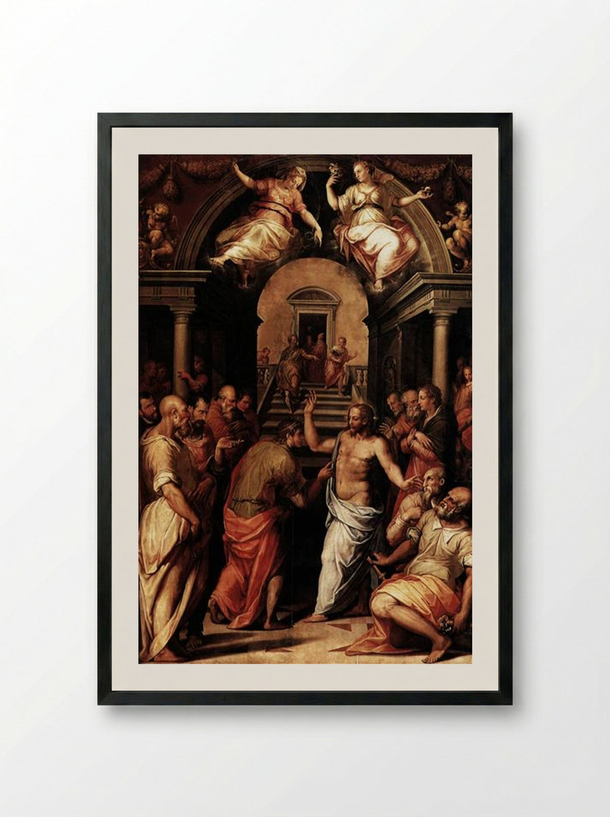 The Incredulity of St. Thomas - Giorgio Vasari - Framed Print Black