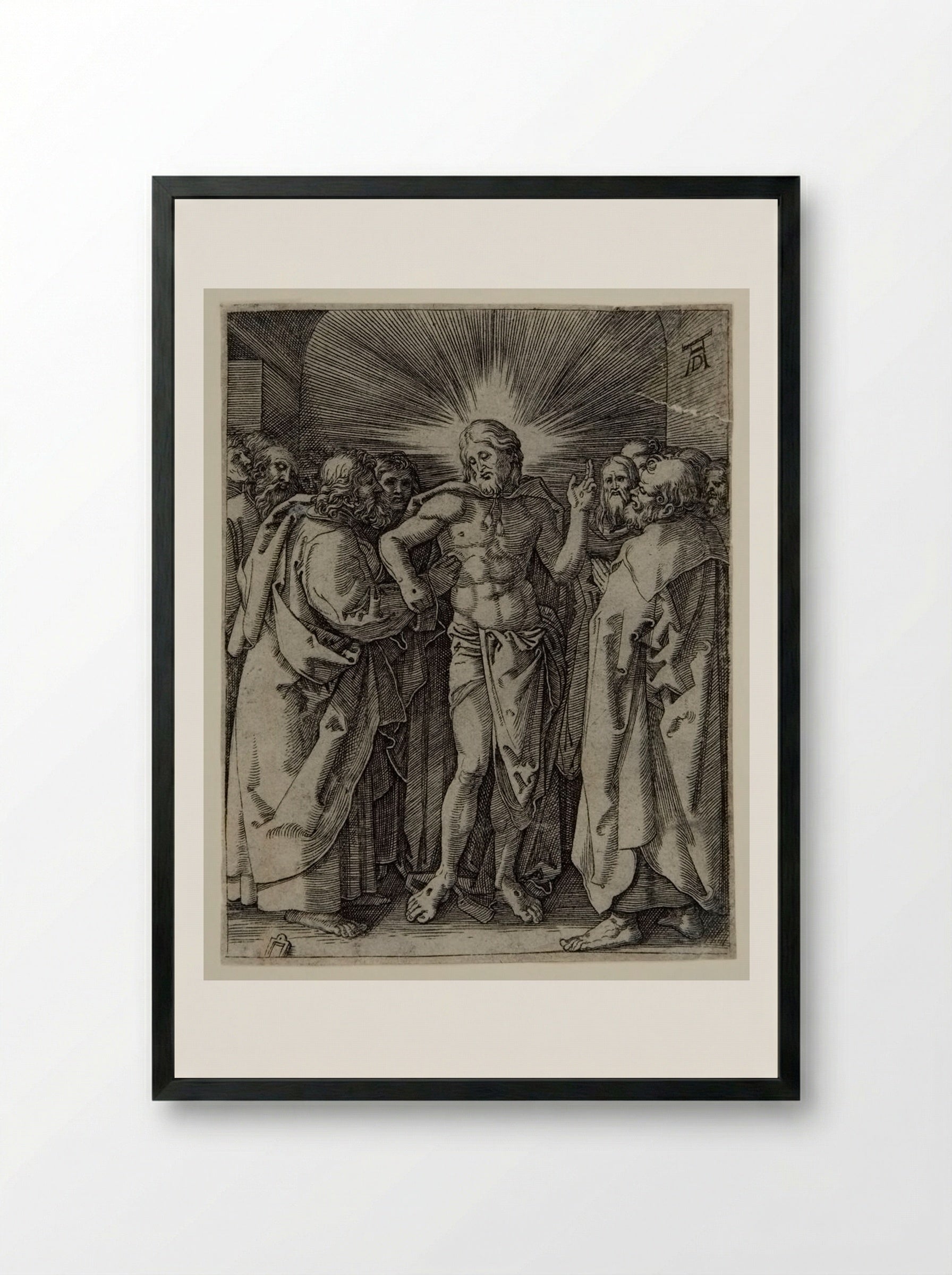The Incredulity of Thomas - Marcantonio Raimondi - Framed Print Black