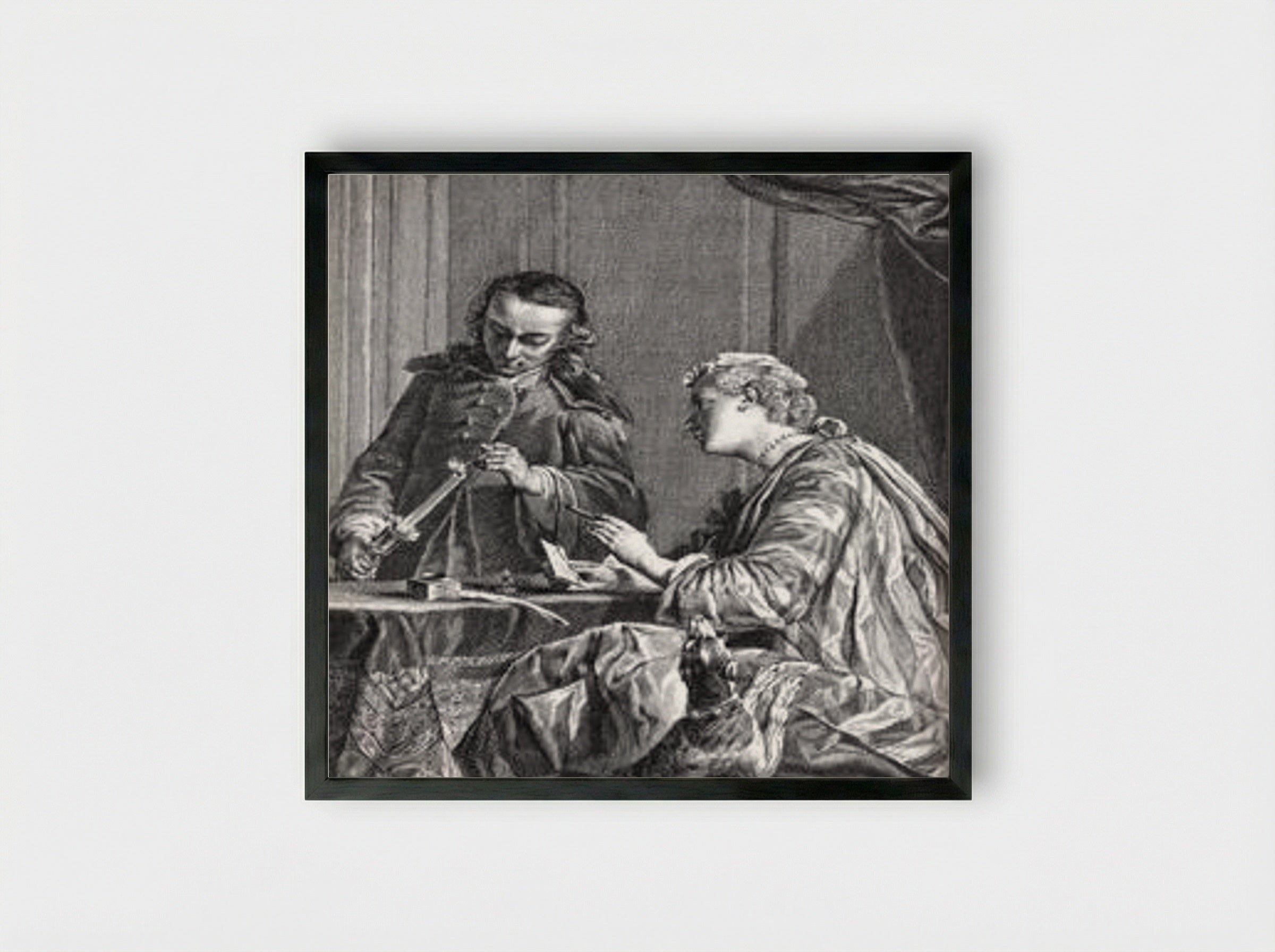 The Industrious Mother - Jean-Baptiste-Simeon Chardin - Framed Print Black