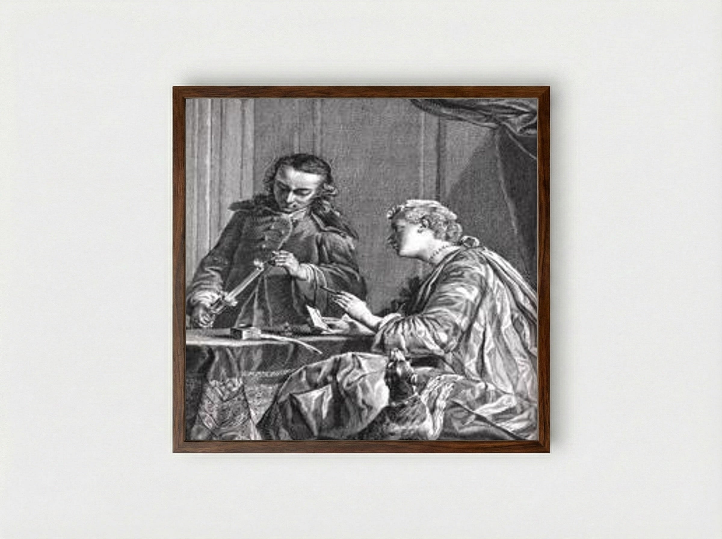 The Industrious Mother - Jean-Baptiste-Simeon Chardin - Framed Print Dark Wood