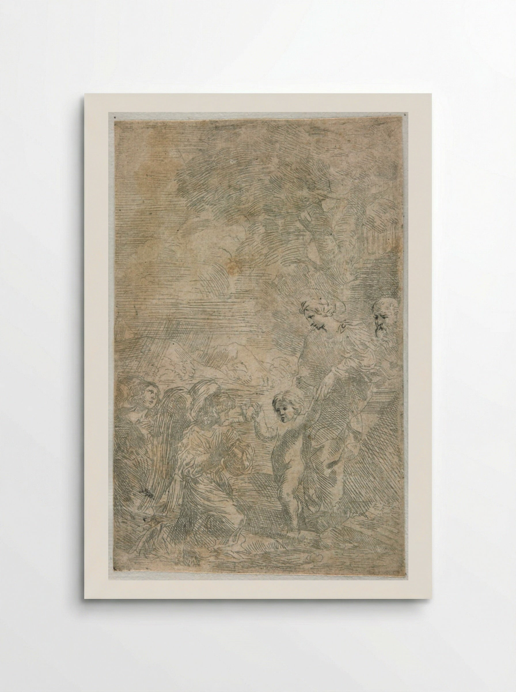 The Infant Christ Adored by Two Angels - Giovanni Benedetto Castiglione - Poster