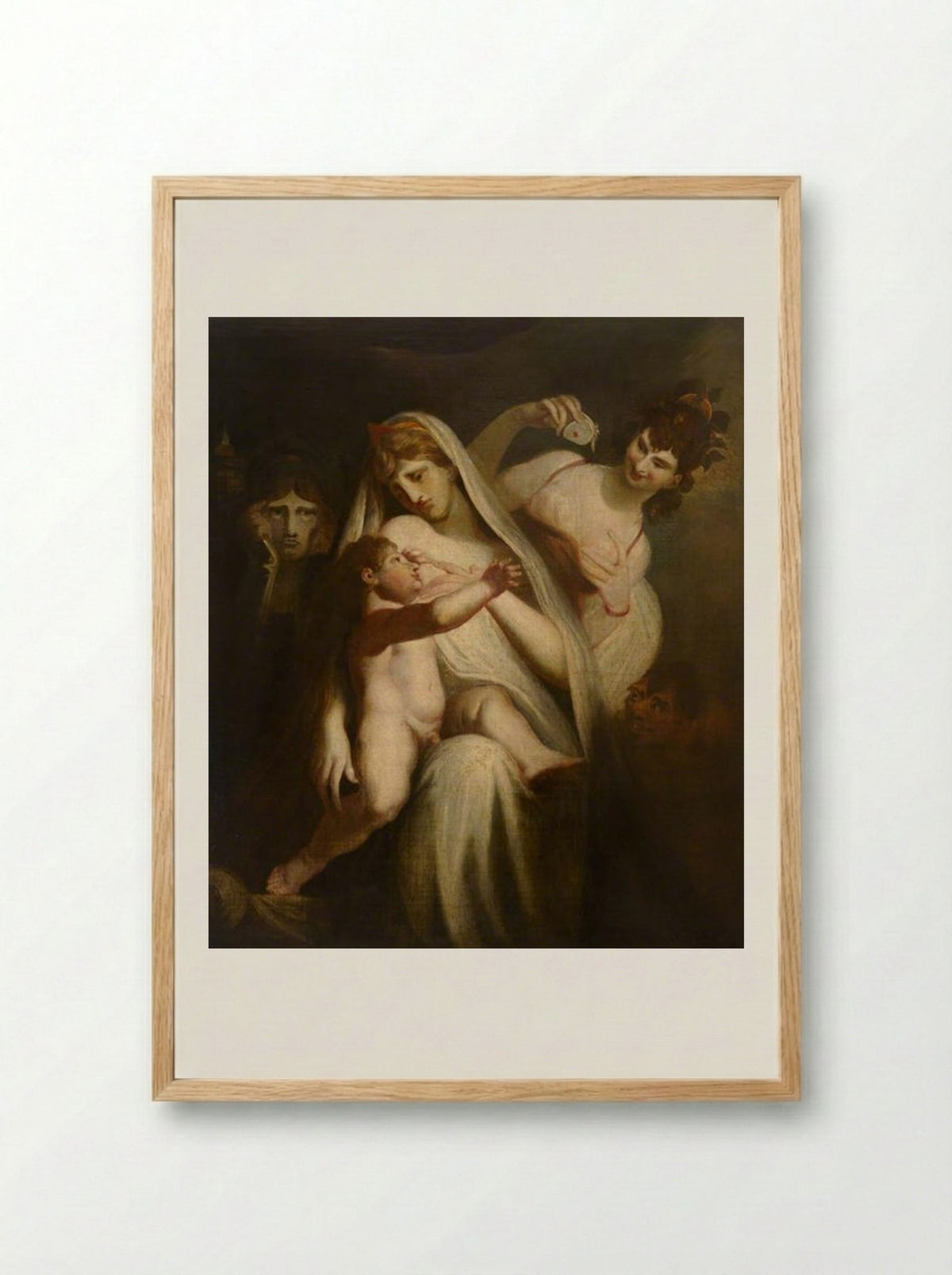 The Infant Shakespeare between Tragedy and Comedy - Henry Fuseli - Framed Print Wood