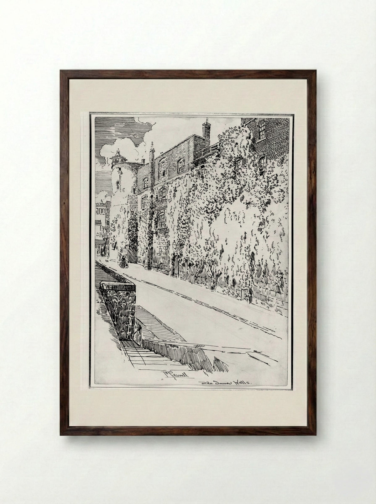 The Inner Walls - Joseph Pennell - Framed Print Dark Wood
