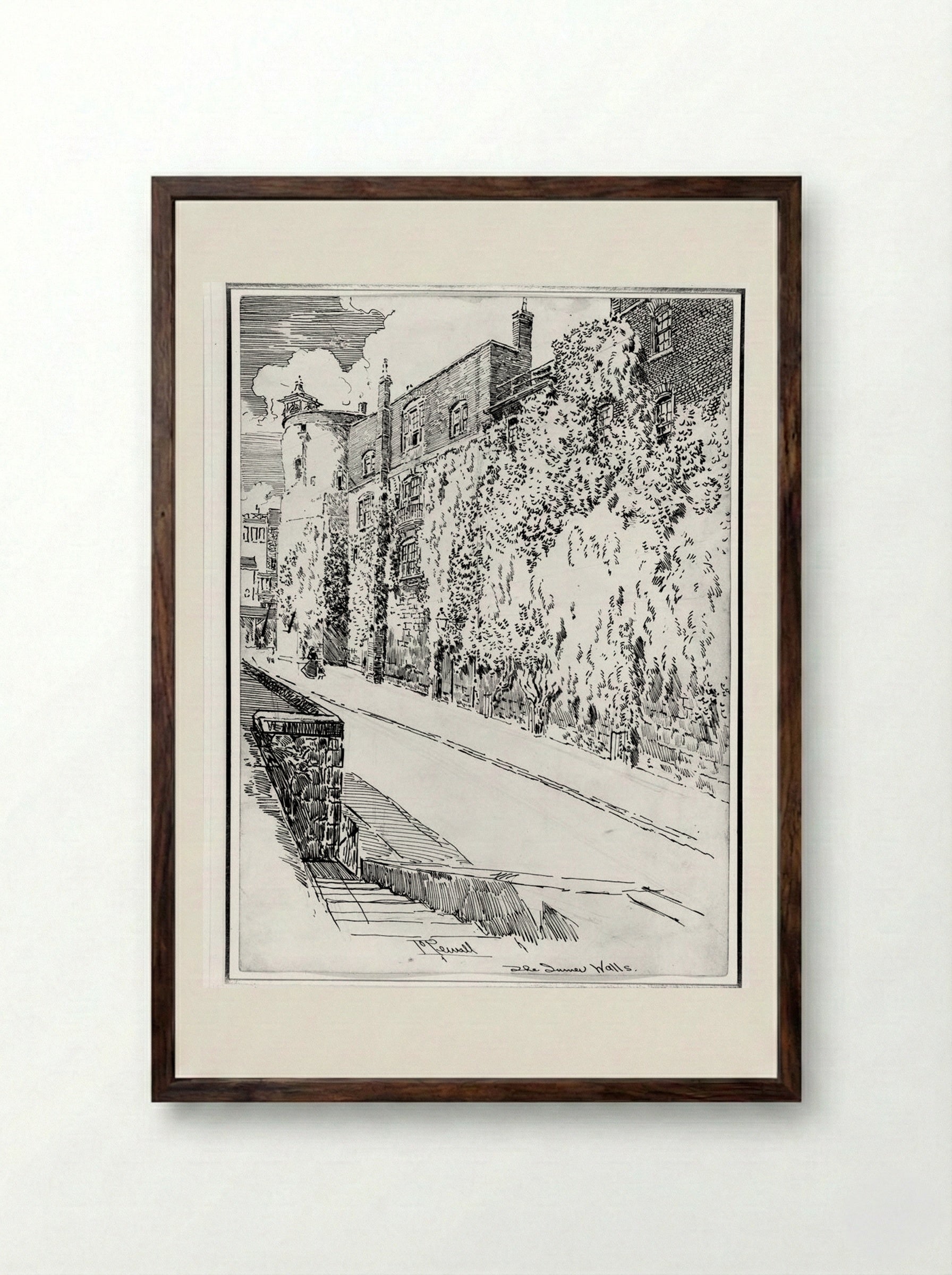 The Inner Walls - Joseph Pennell - Framed Print Dark Wood