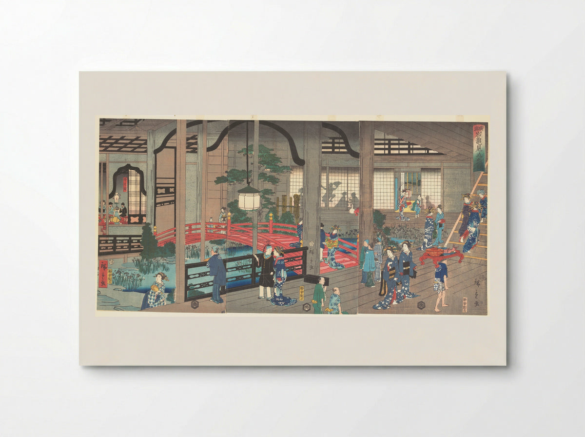 The Interior of the Gankiro Tea House in Yokohama - Suzuki Hiroshige II - Poster