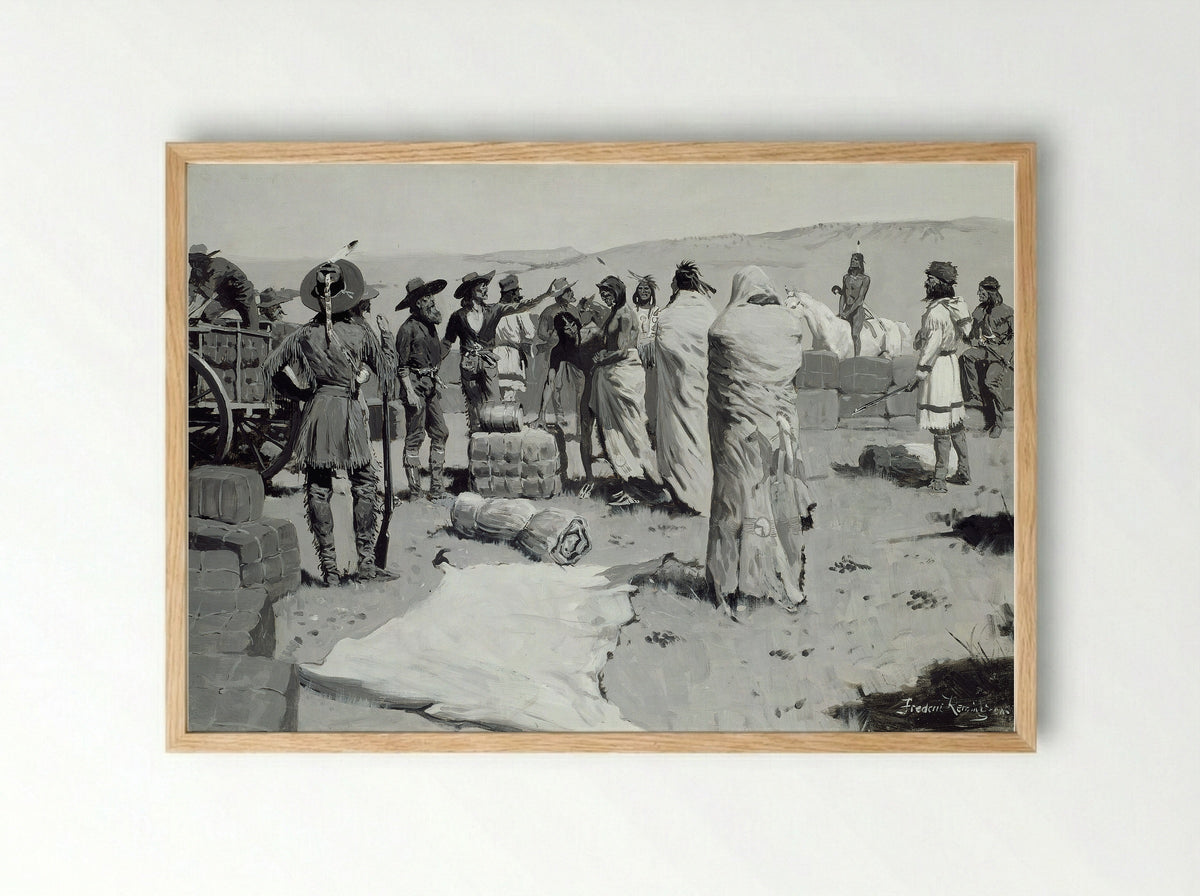 The Interpreter Waved at the Youth - Frederic Remington - Framed Print Wood