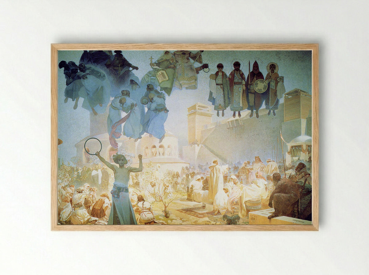 The Introduction of the Slavonic Liturgy - Alphonse Mucha - Framed Print Wood