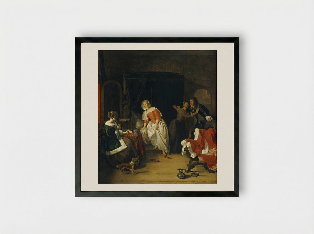 The Intruder - Gabriel Metsu - Framed Print Black