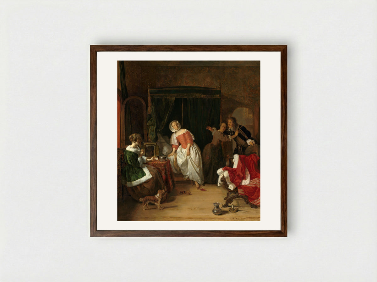 The Intruder - Gabriel Metsu - Framed Print Dark Wood