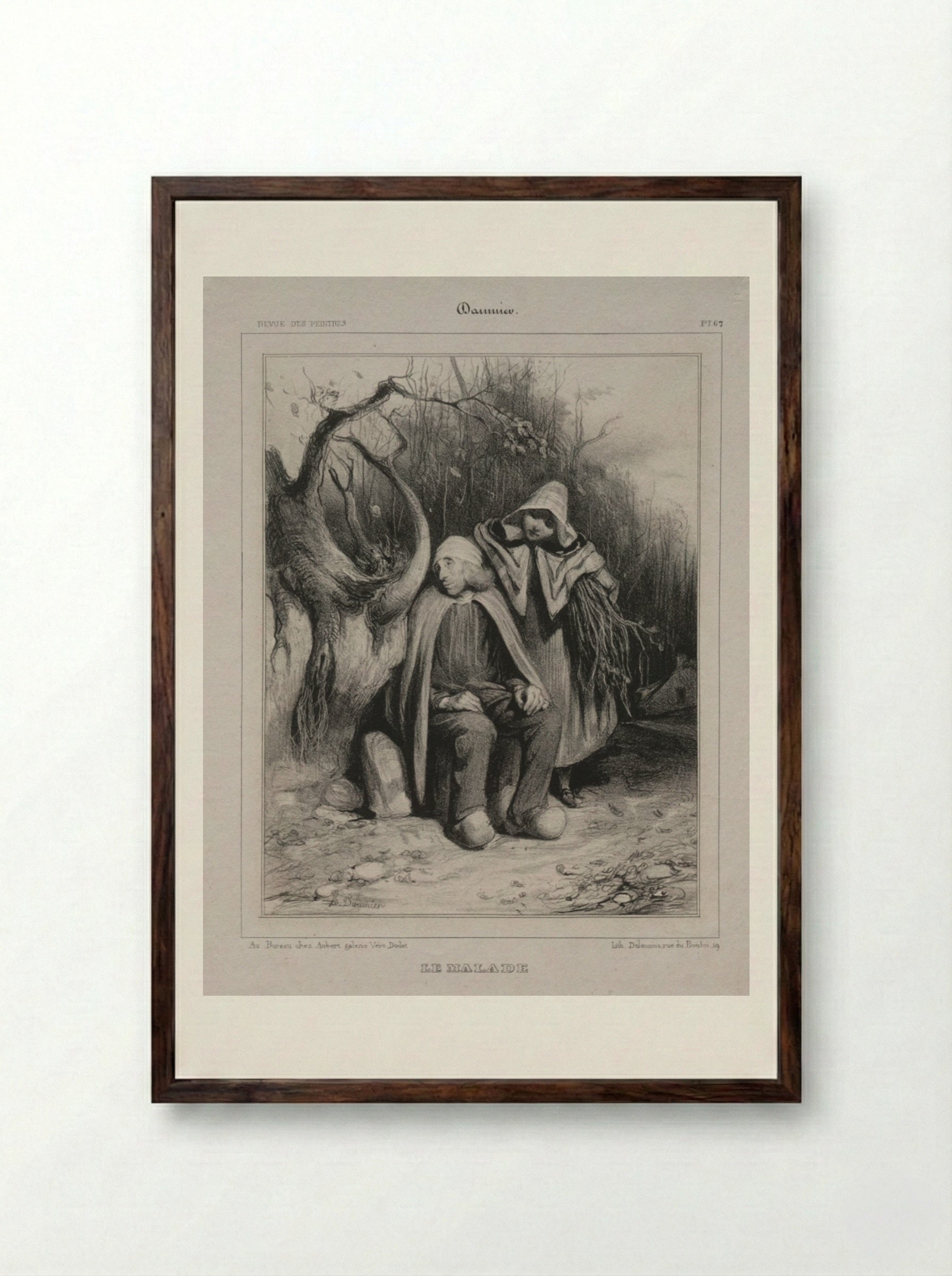 The Invalid - Honoré Daumier - Framed Print Dark Wood