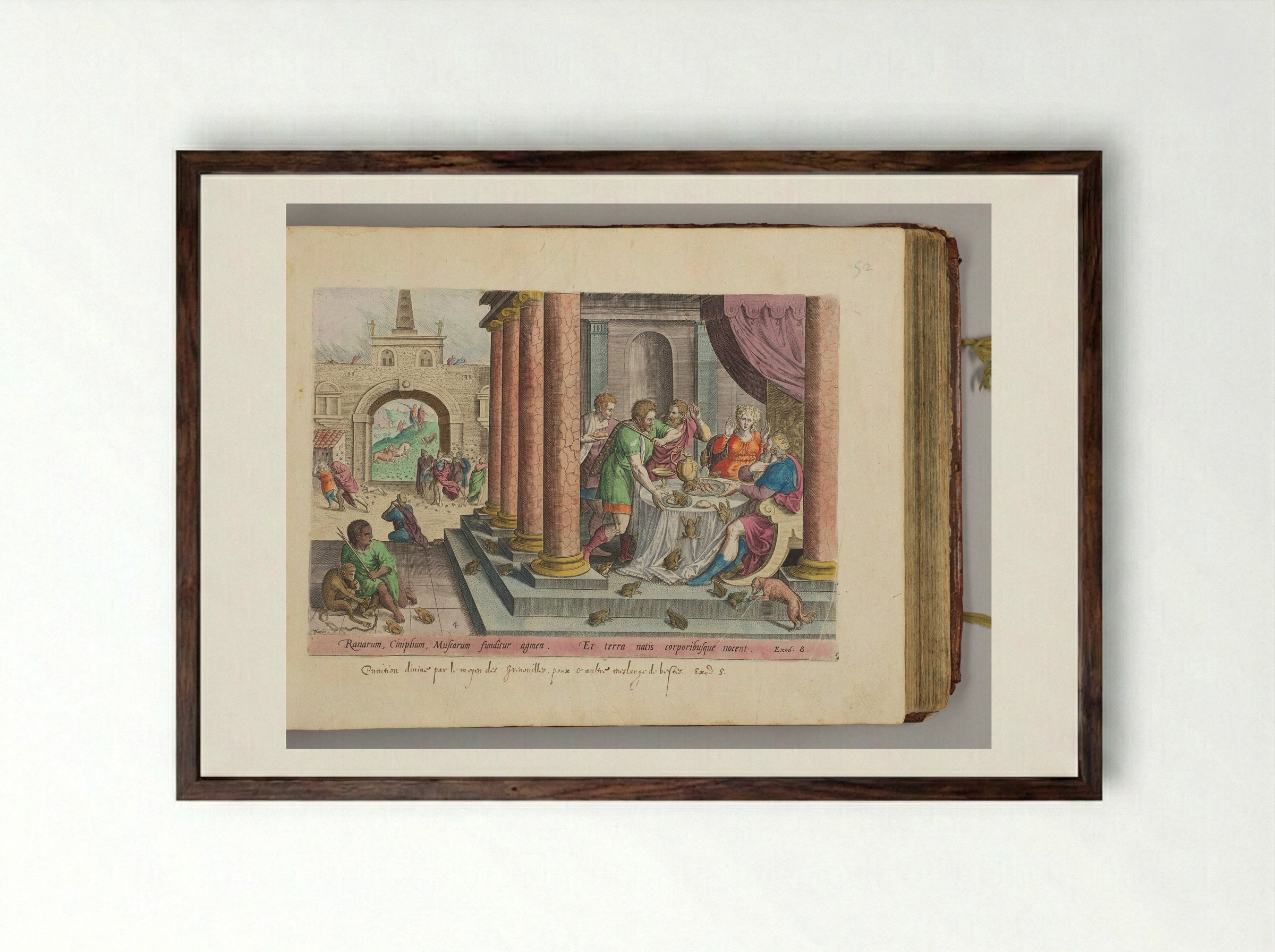 The Invasion of the Frogs - Johann Sadeler I - Framed Print Dark Wood