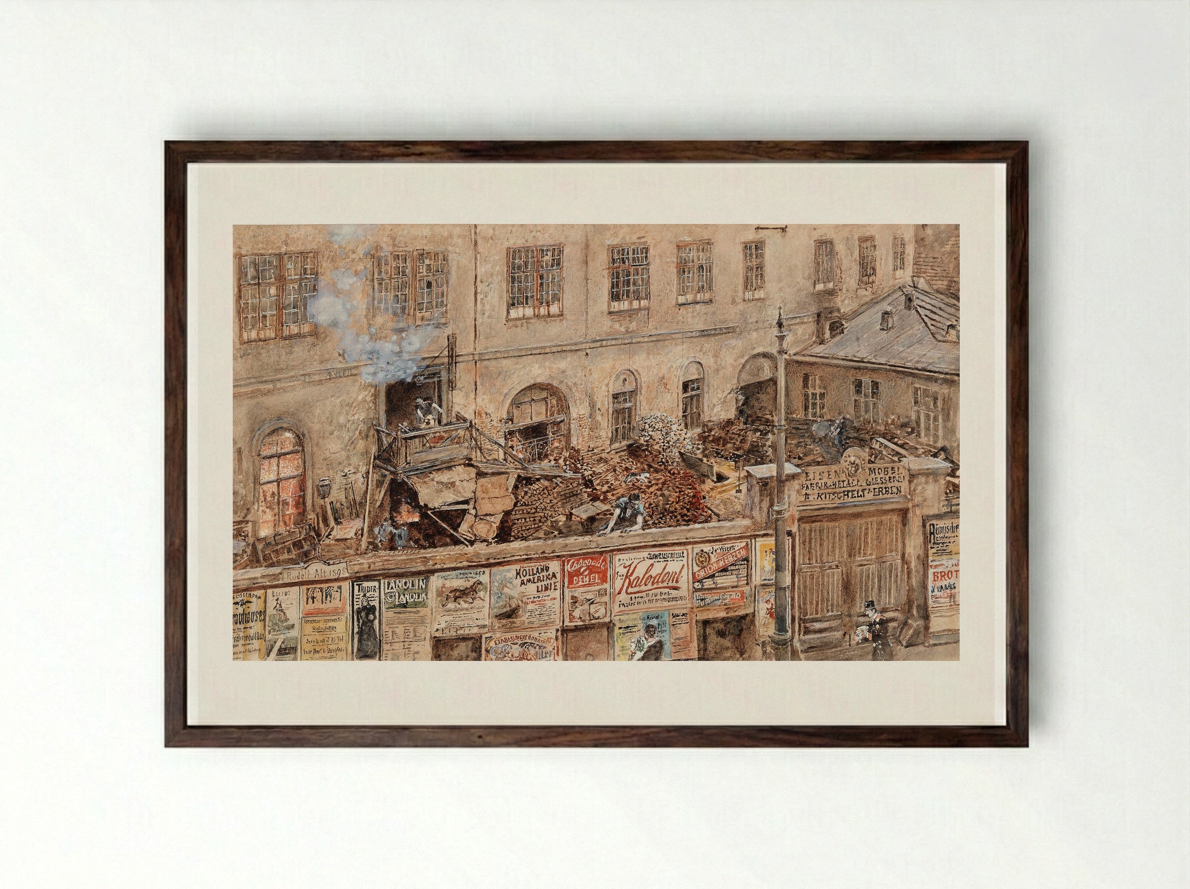 The Iron Foundry in Kitschelt Skodagasse in Vienna - Rudolf von Alt - Framed Print Dark Wood