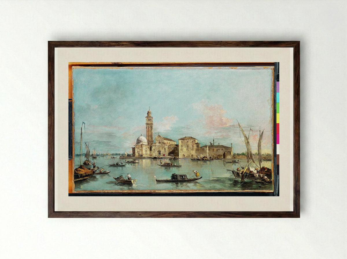 The Island of San Michele, Venice - Francesco Guardi - Framed Print Dark Wood