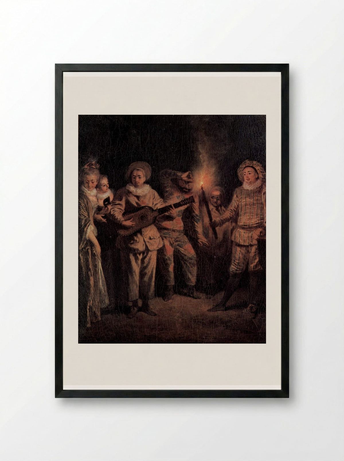 The Italian Comedy - Antoine Watteau - Framed Print Black