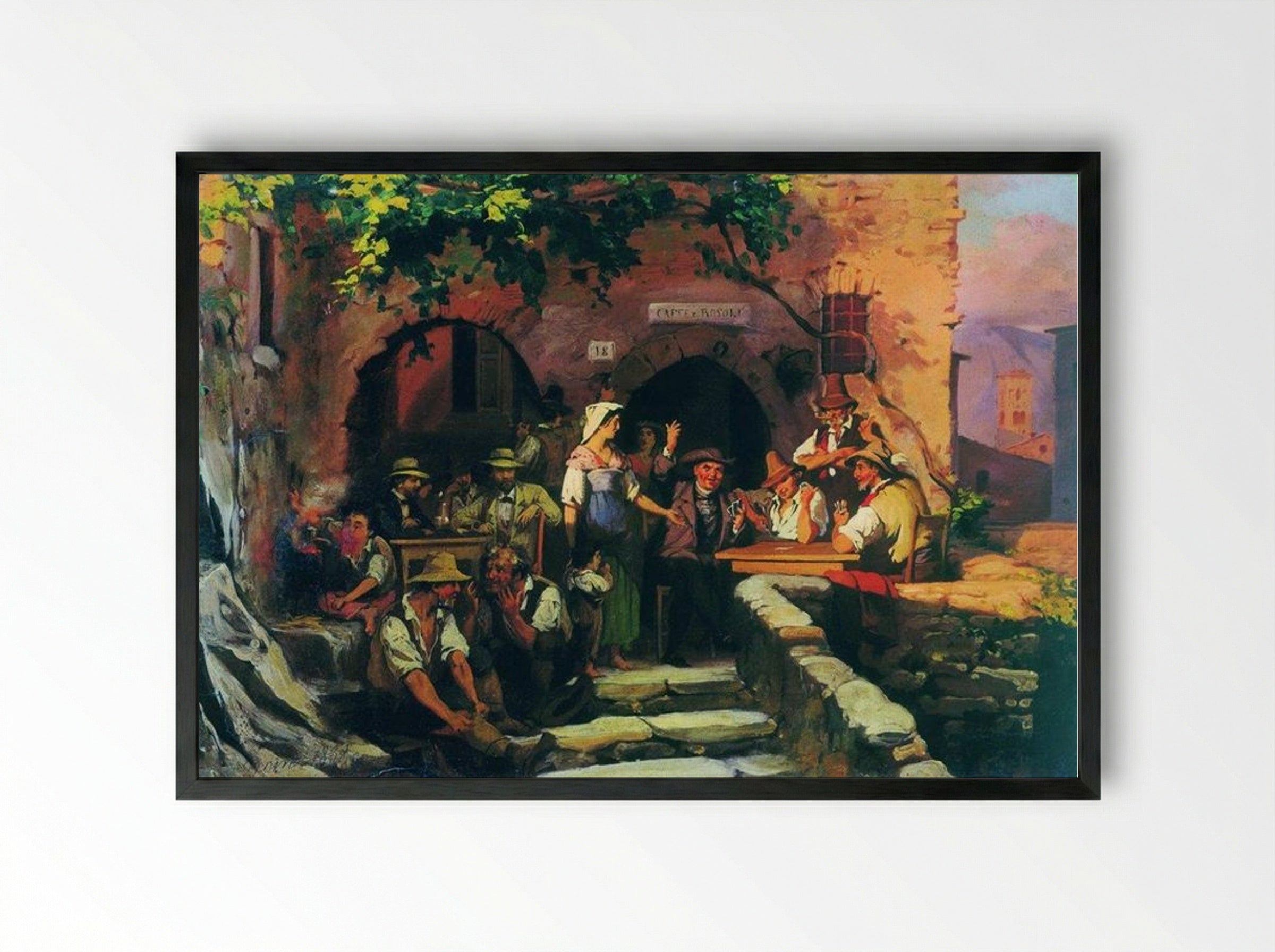 The Italian Tavern - Fyodor Bronnikov - Framed Print Black