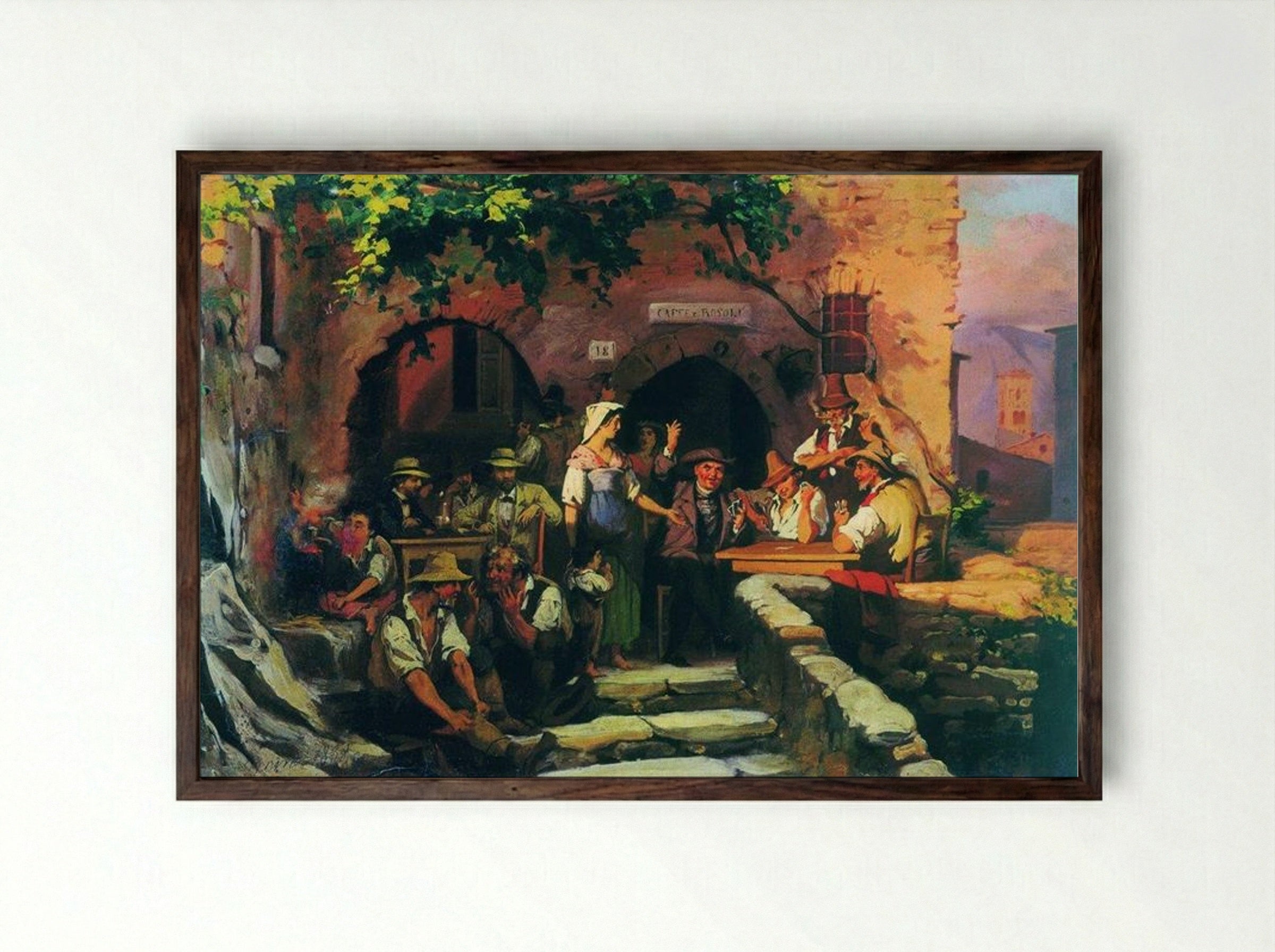 The Italian Tavern - Fyodor Bronnikov - Framed Print Dark Wood