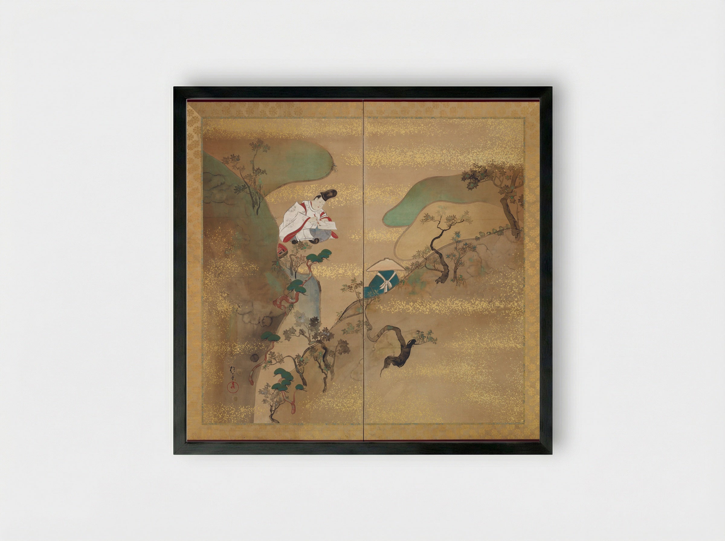 The Ivy Way through Mount Utsu (Utsuyama) - Sakai Hōitsu - Framed Print Black