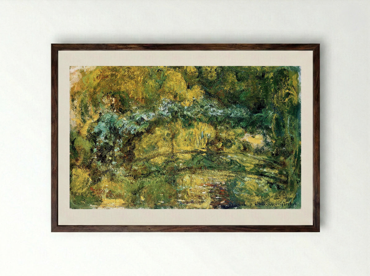 The Japanese Bridge - Claude Monet - Framed Print Dark Wood