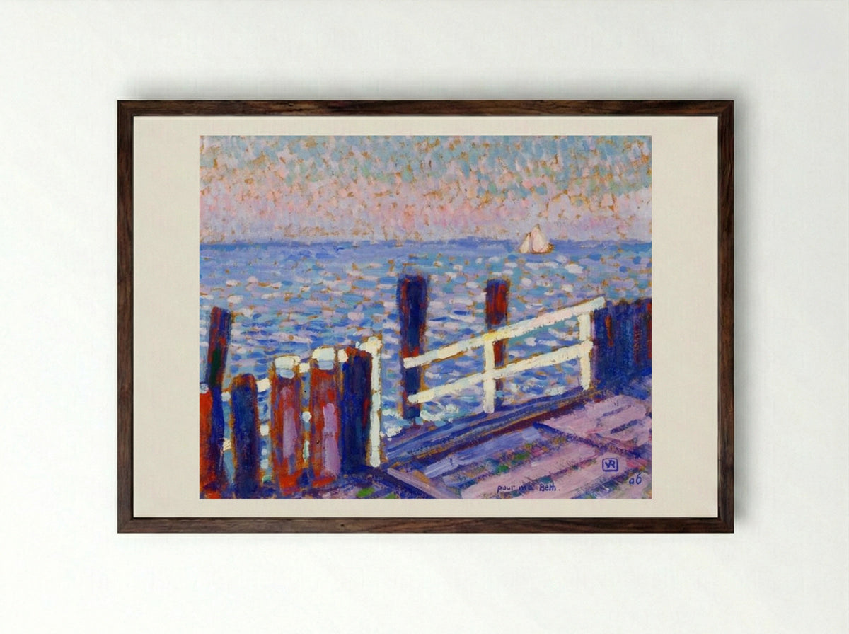 The Jetty - Théo van Rysselberghe - Framed Print Dark Wood