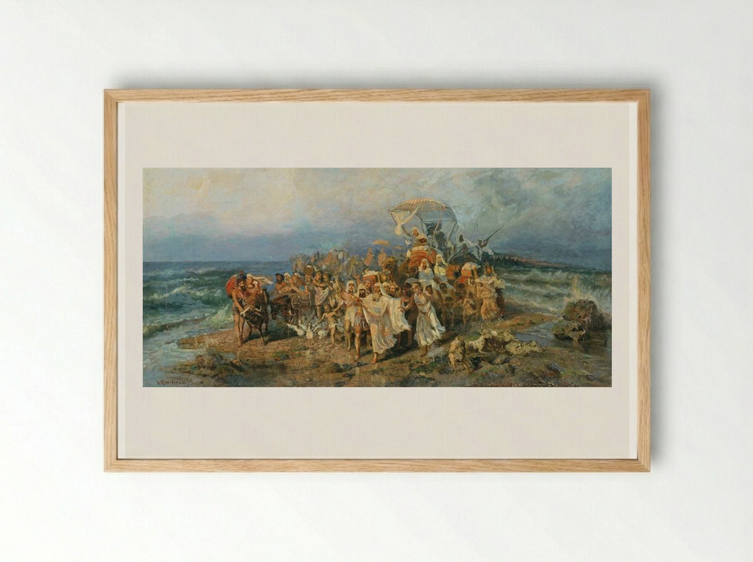 The Jews Crossing the Black Sea - Wilhelm Kotarbinski - Framed Print Wood