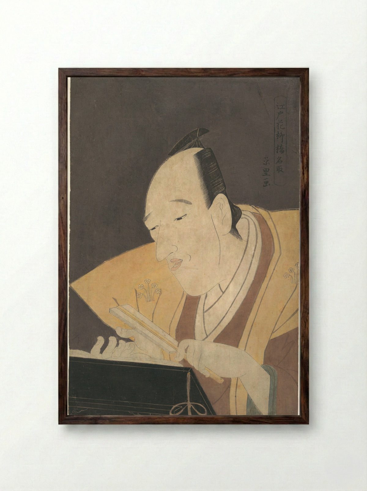 The Jo-ruri Narrator Tomimoto Buzendaya - Chōkyōsai Eiri - Framed Print Dark Wood