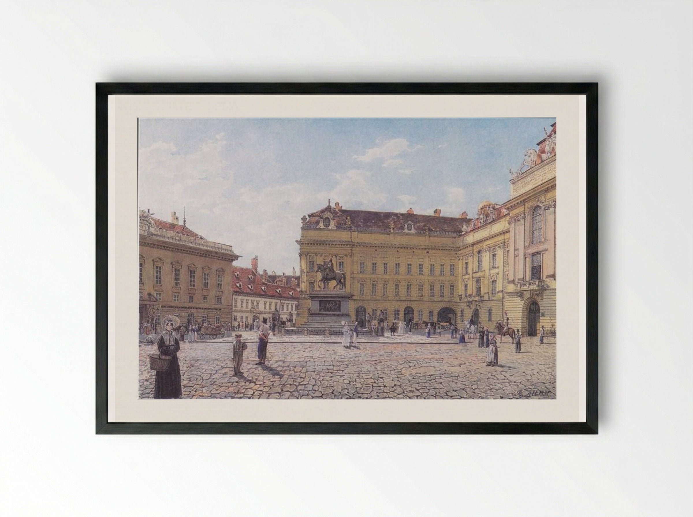 The Josefsplatz in Vienna - Rudolf von Alt - Framed Print Black