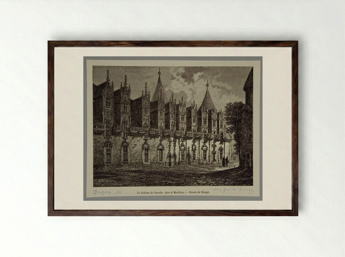The Josselin Castle, in the Morbihan - Jules Dupré - Framed Print Dark Wood