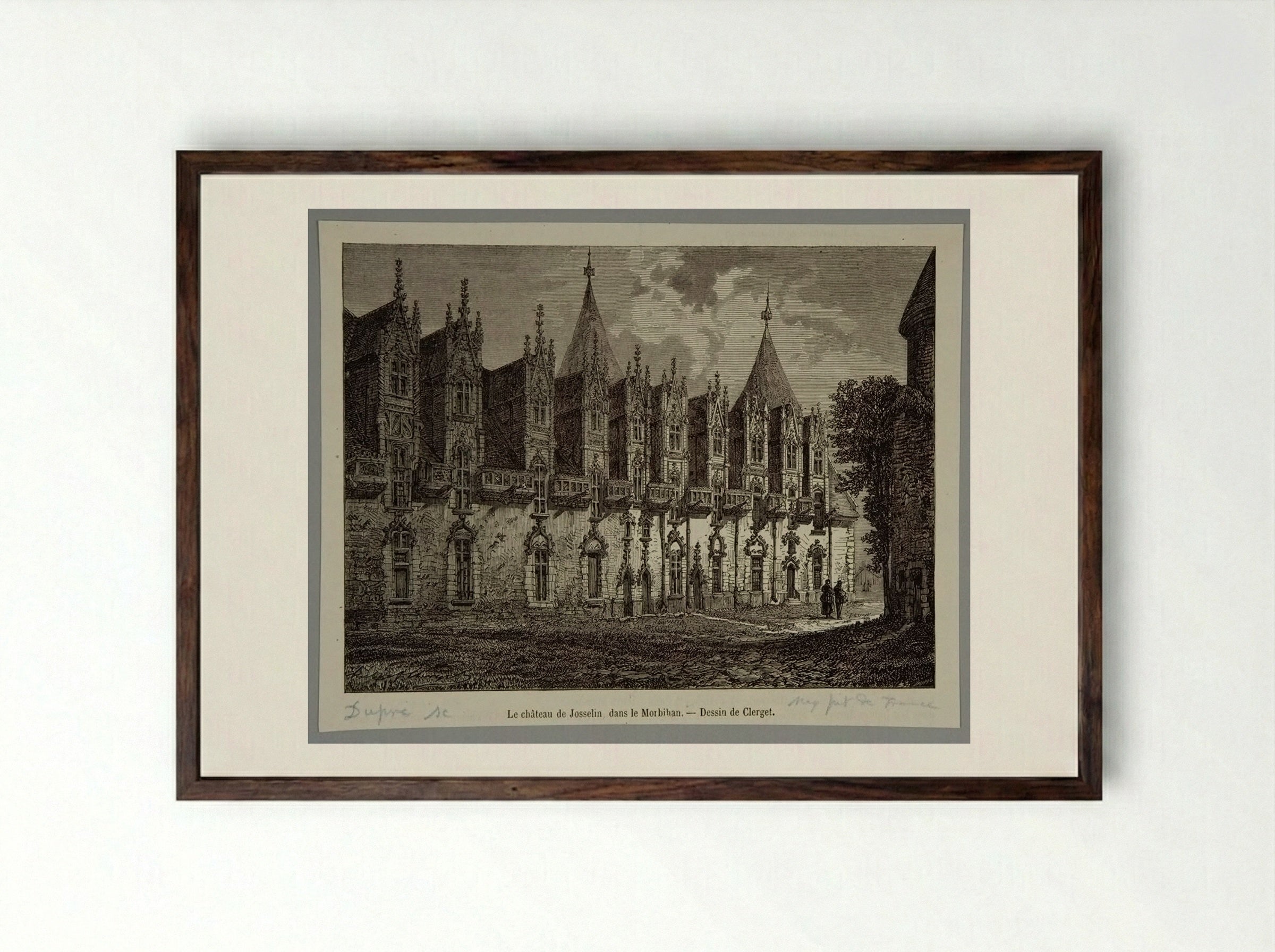The Josselin Castle, in the Morbihan - Jules Dupré - Framed Print Dark Wood