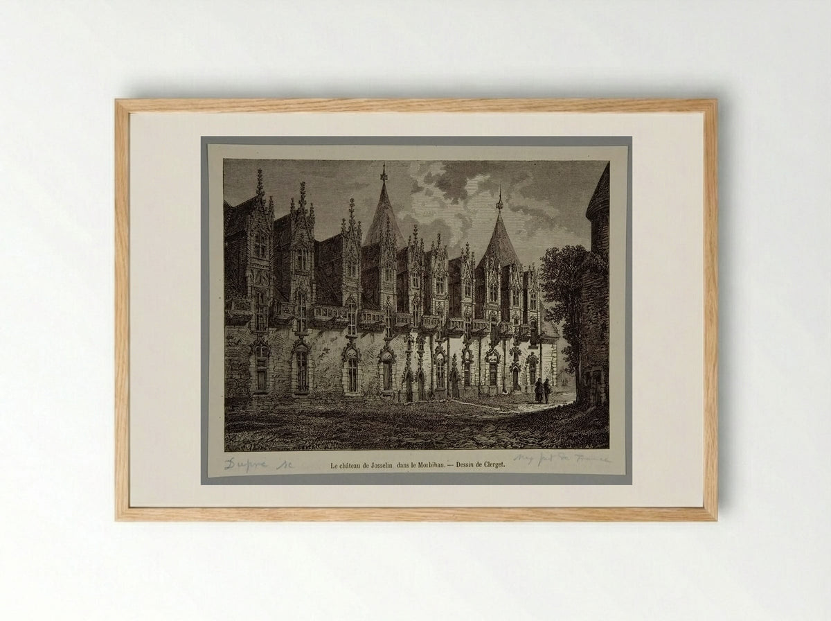 The Josselin Castle, in the Morbihan - Jules Dupré - Framed Print Wood