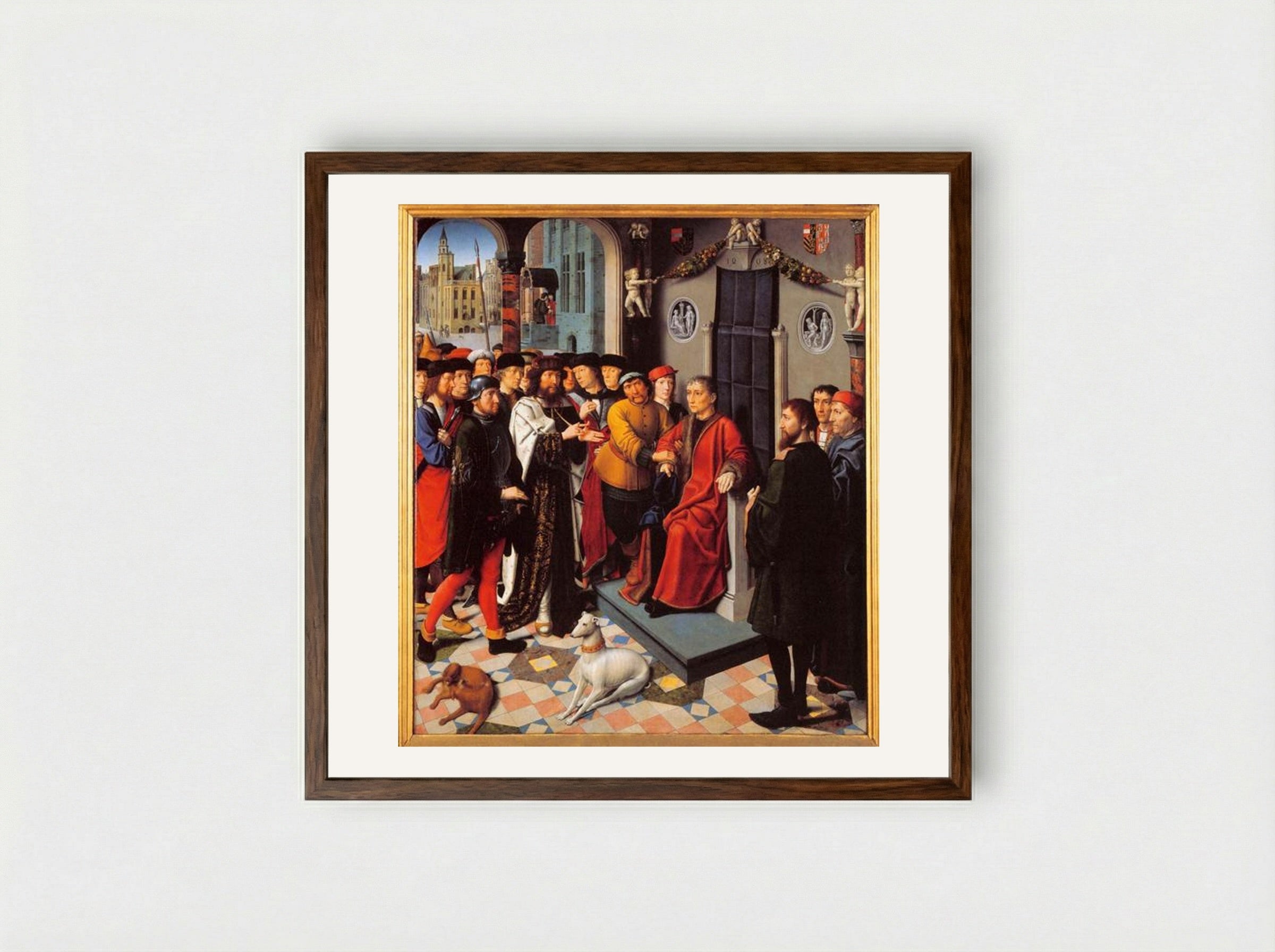 The Judgement of Cambyses - Gerard David - Framed Print Dark Wood