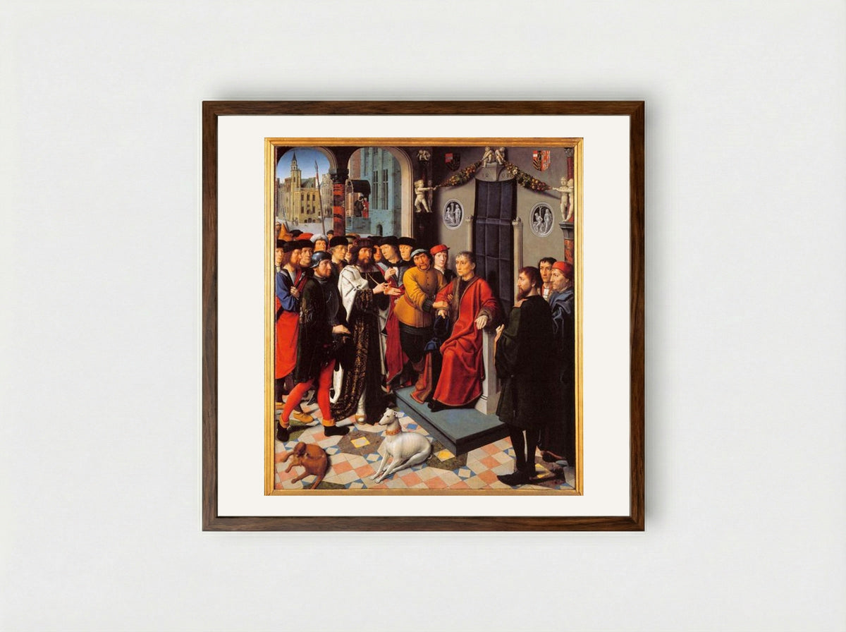 The Judgement of Cambyses - Gerard David - Framed Print Dark Wood