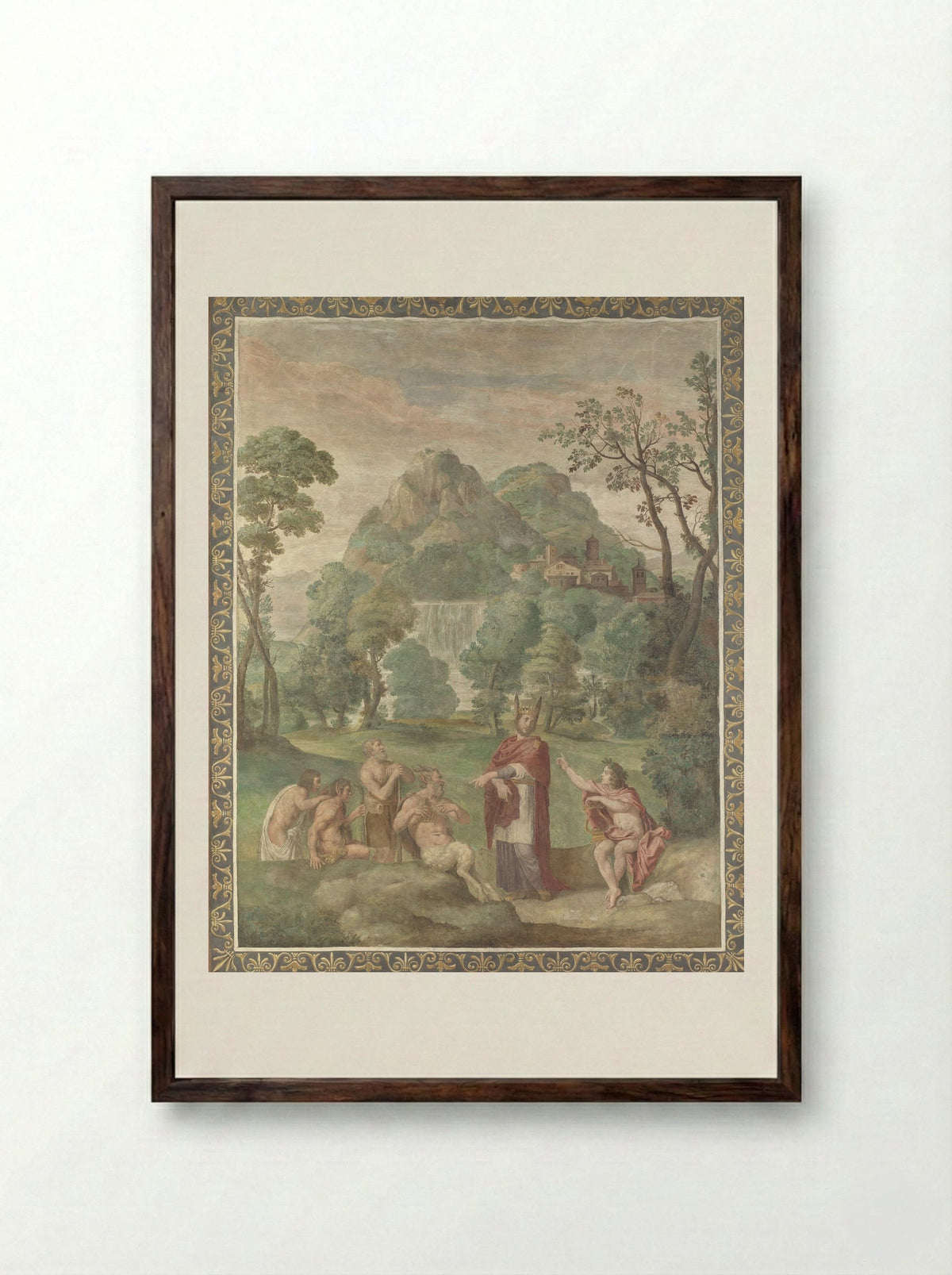The Judgement of Midas - Domenichino - Framed Print Dark Wood