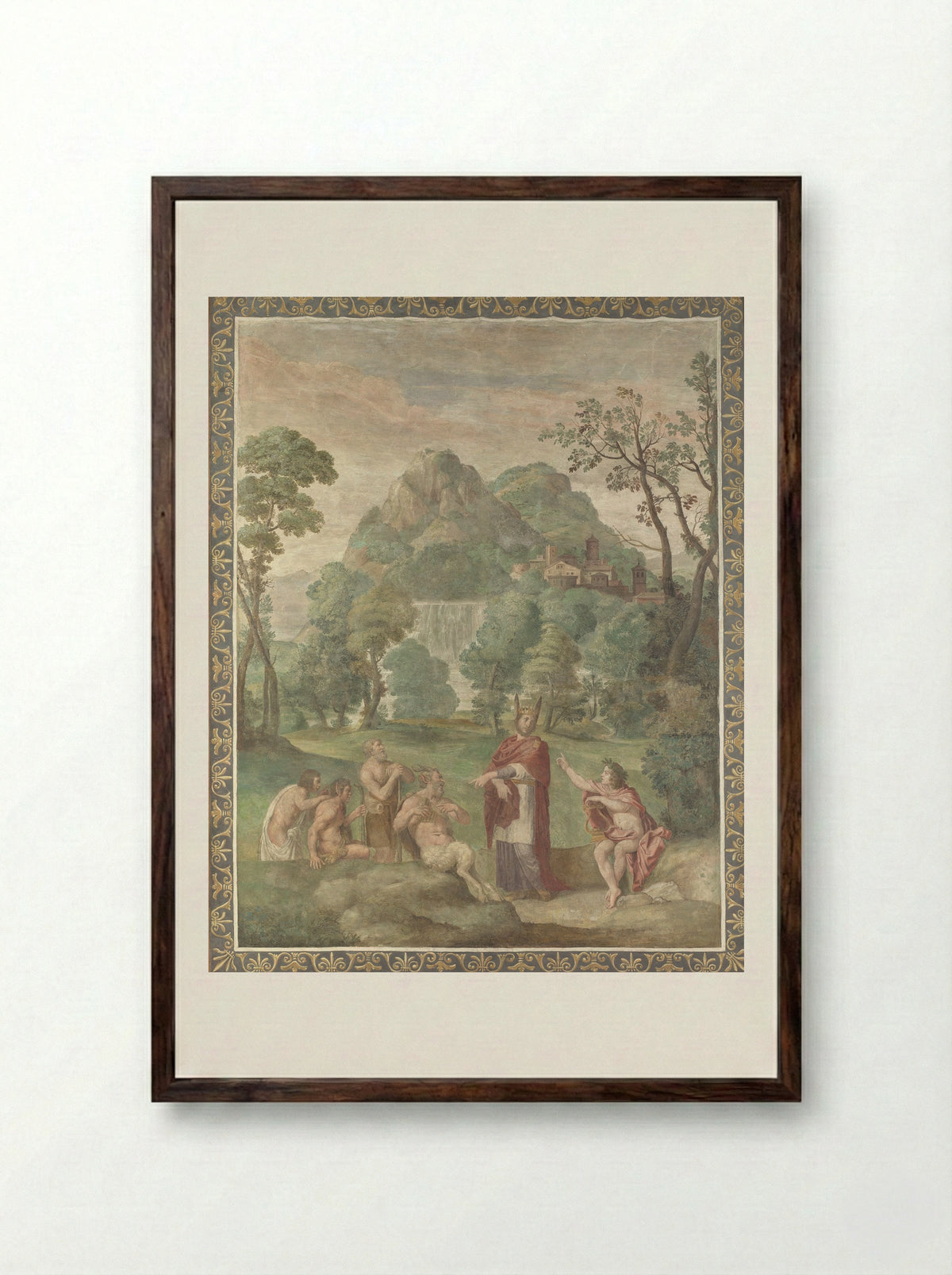 The Judgement of Midas - Domenichino - Framed Print Dark Wood