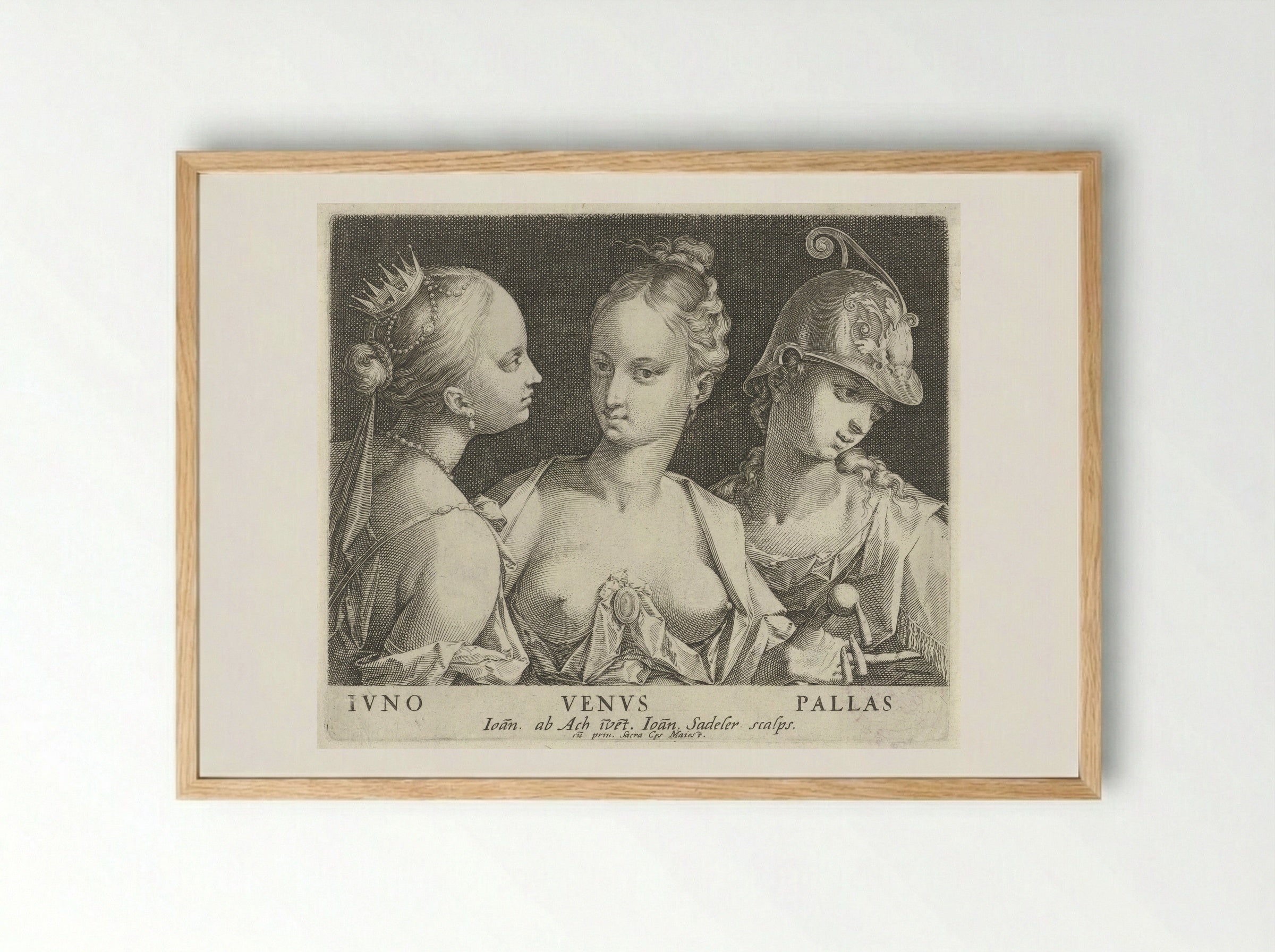 The Judgement of Paris: Juno, Venus, and Pallas - Johann Sadeler I - Framed Print Wood