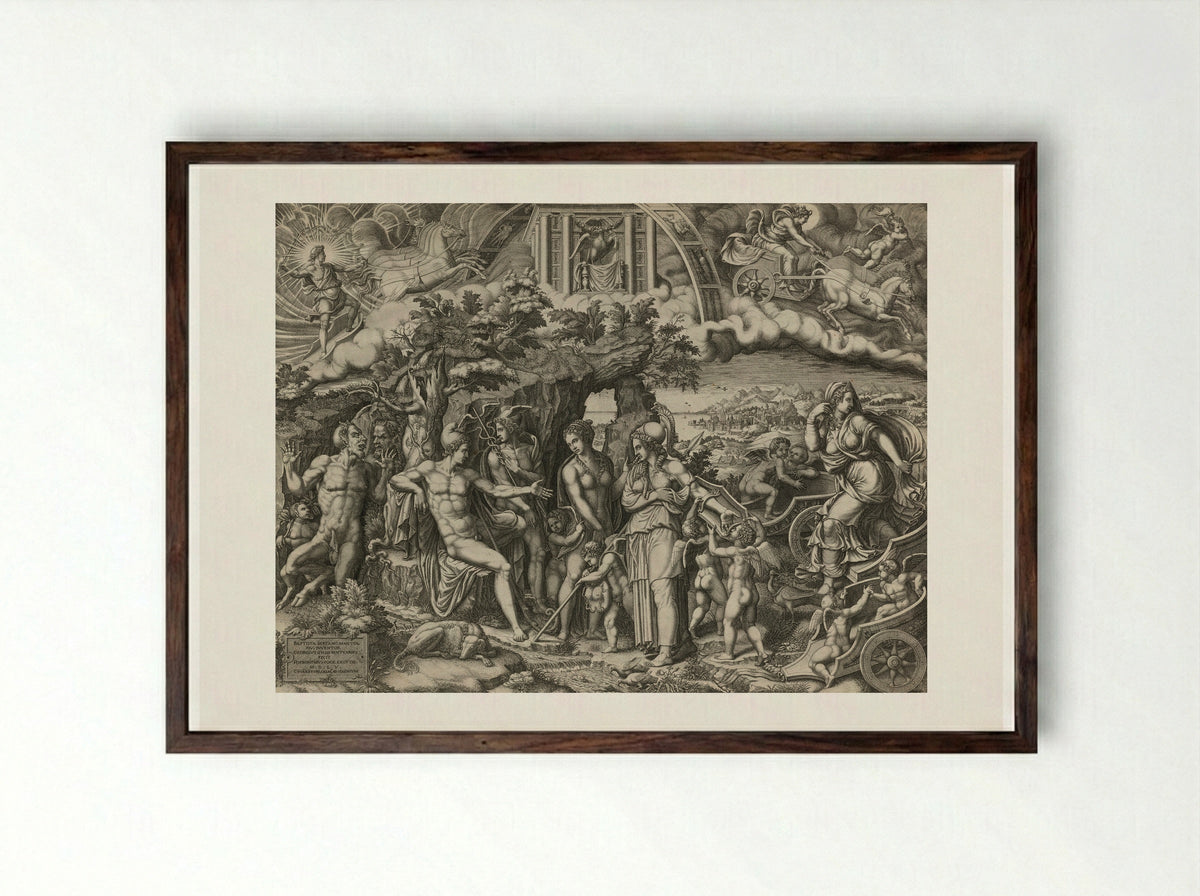 The Judgement of Paris - Giorgio Ghisi - Framed Print Dark Wood