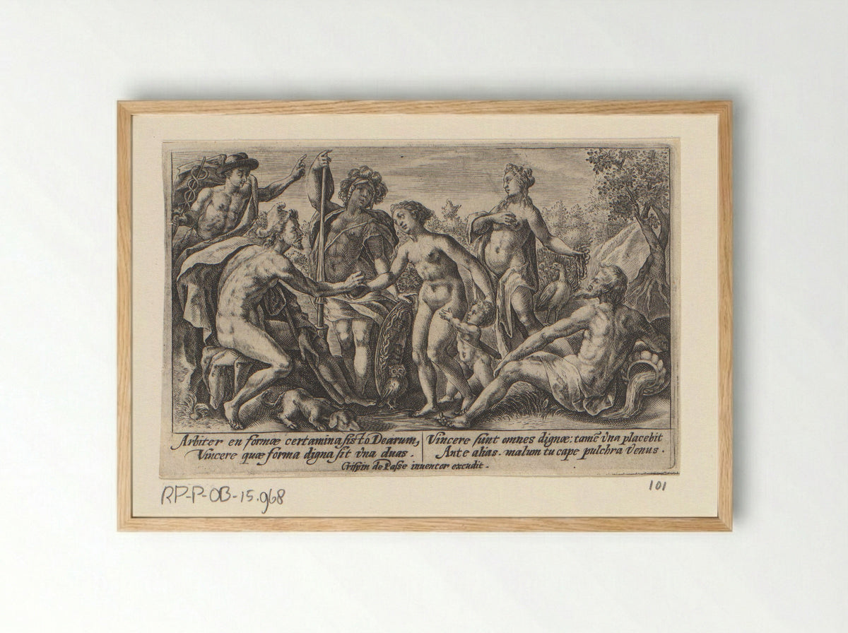The Judgement of Paris - Crispijn van de Passe the Elder - Framed Print Wood