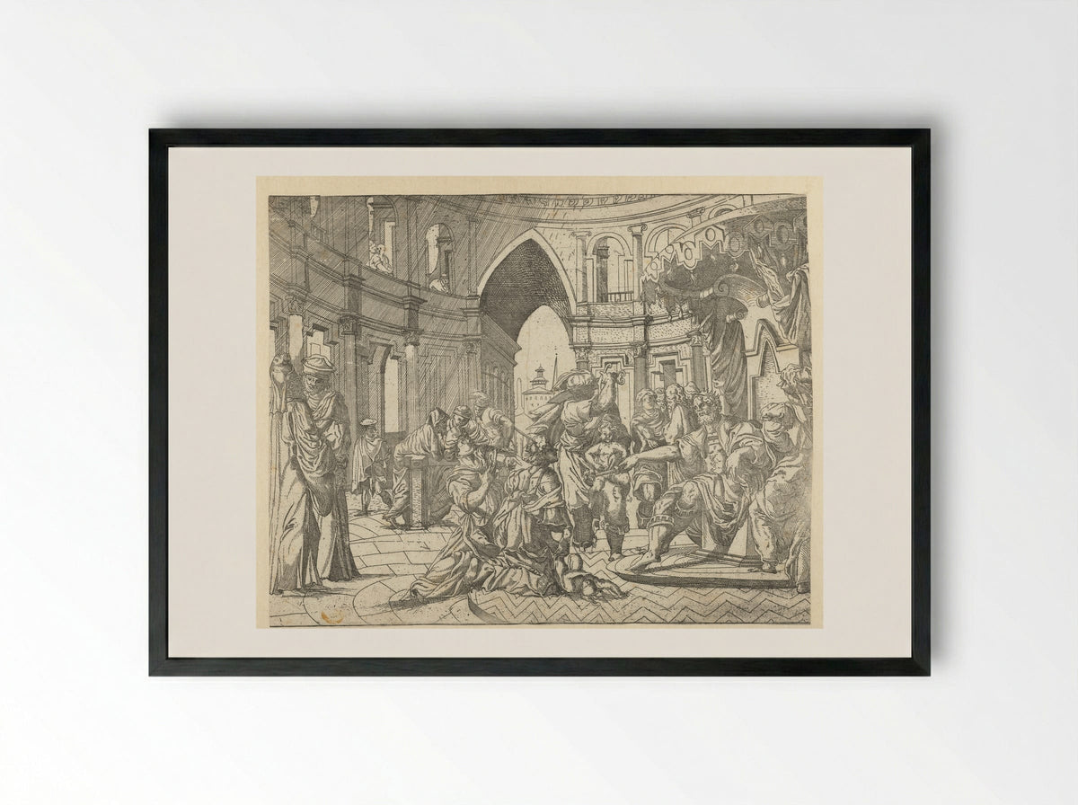 The Judgement of Solomon - Monogrammist SAF - Framed Print Black