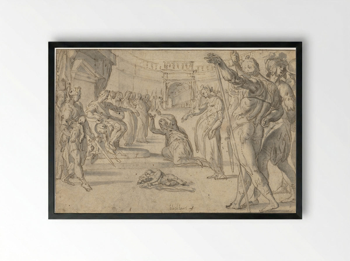 The Judgement of Solomon - Anthonie Blocklandt van Montfoort - Framed Print Black