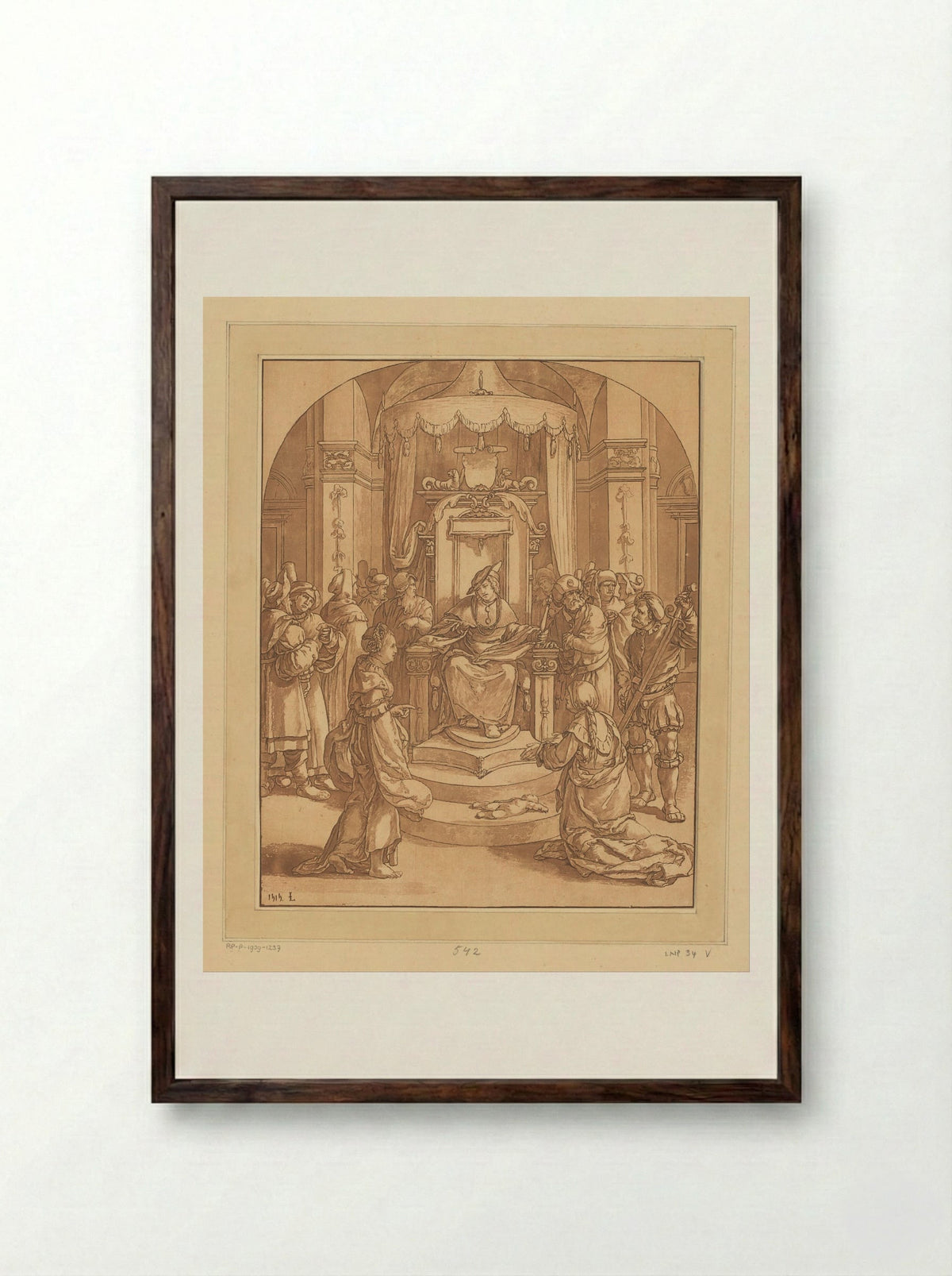 The Judgement of Solomon - Cornelis Brouwer - Framed Print Dark Wood