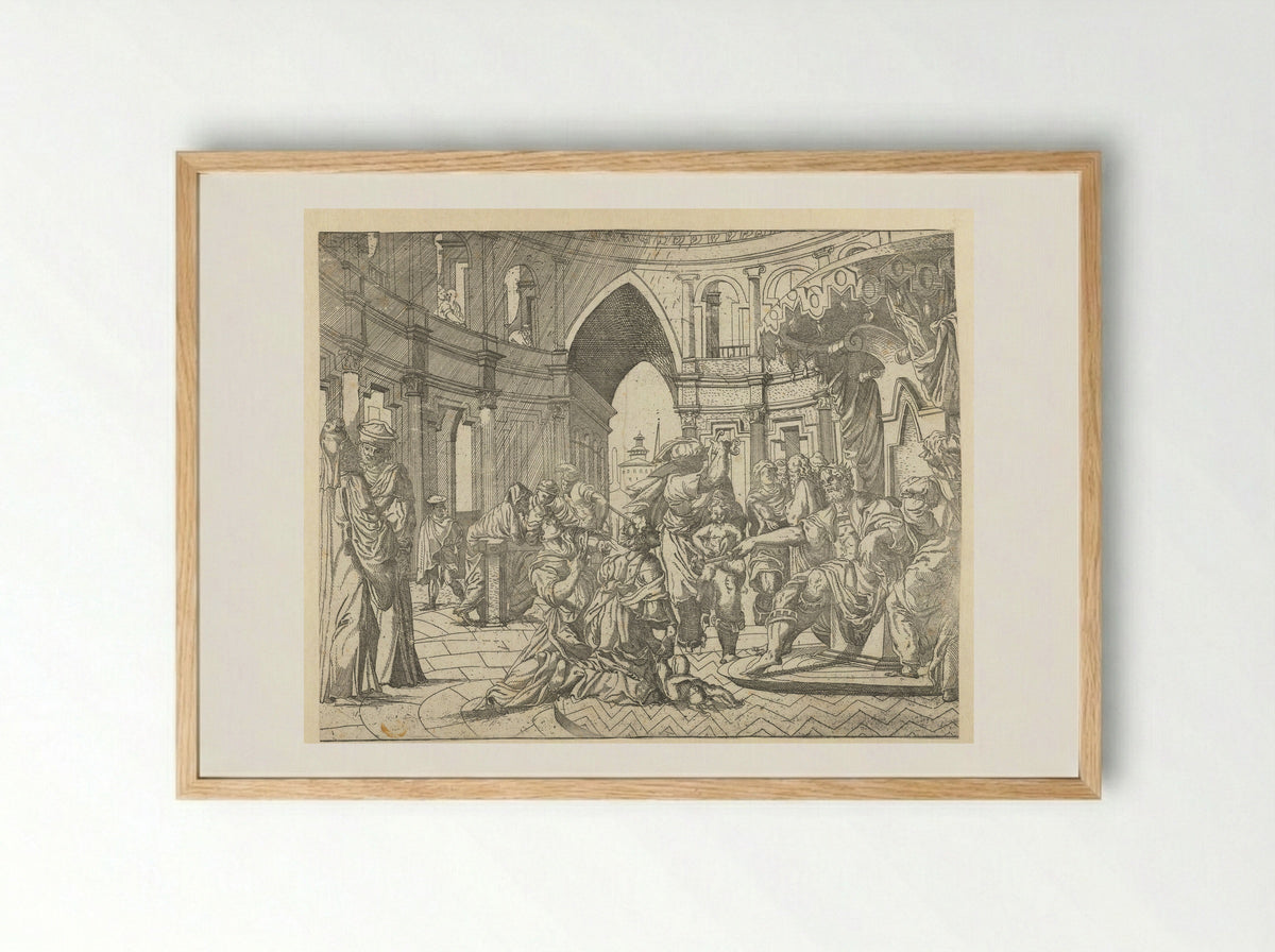 The Judgement of Solomon - Monogrammist SAF - Framed Print Wood