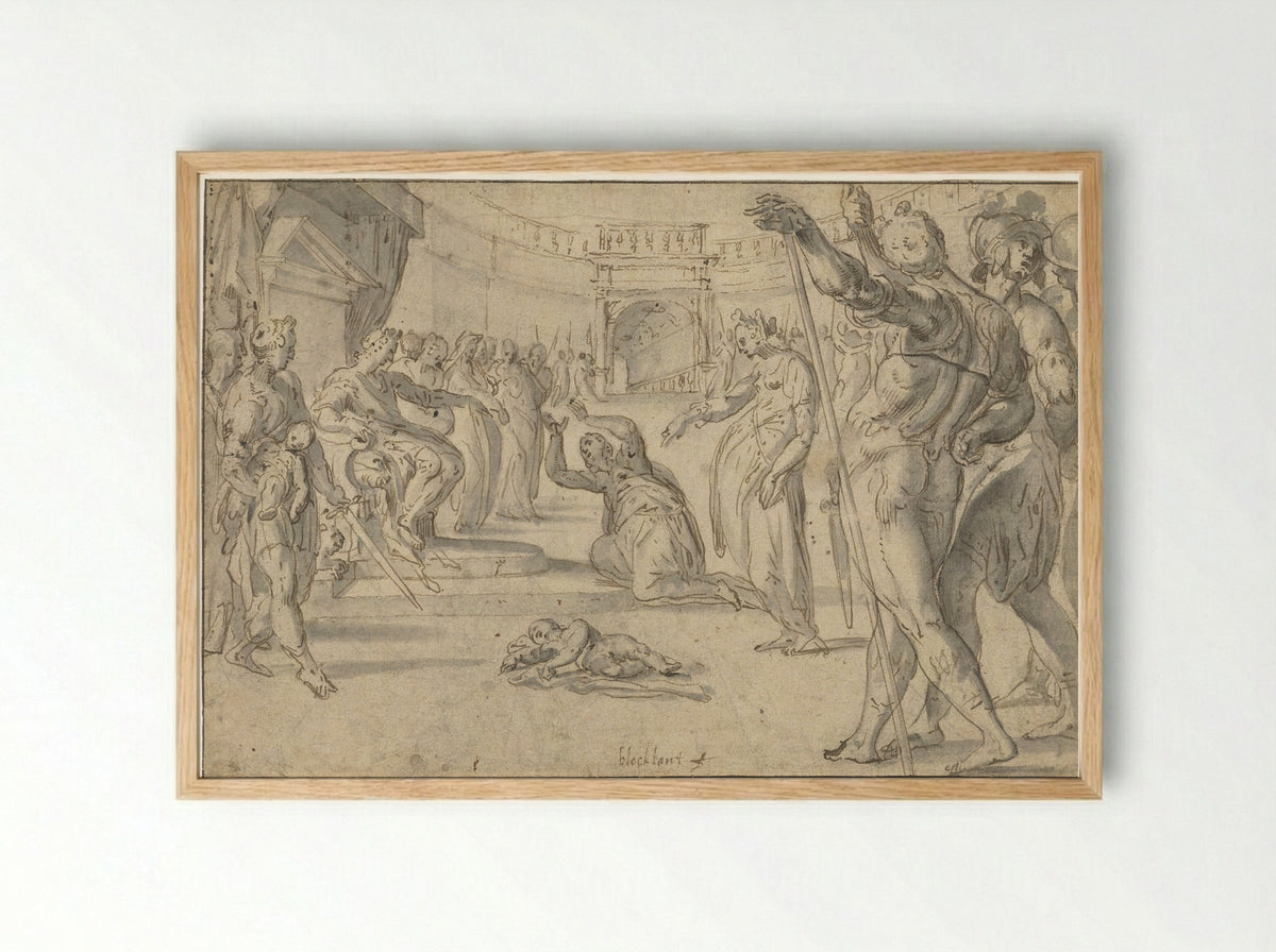 The Judgement of Solomon - Anthonie Blocklandt van Montfoort - Framed Print Wood